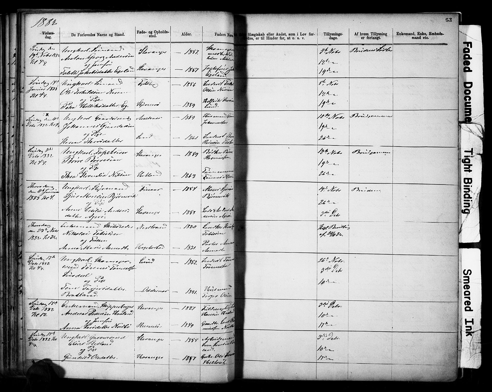 Domkirken sokneprestkontor, SAST/A-101812/001/30/30BB/L0014: Parish register (copy) no. B 14, 1875-1902, p. 53
