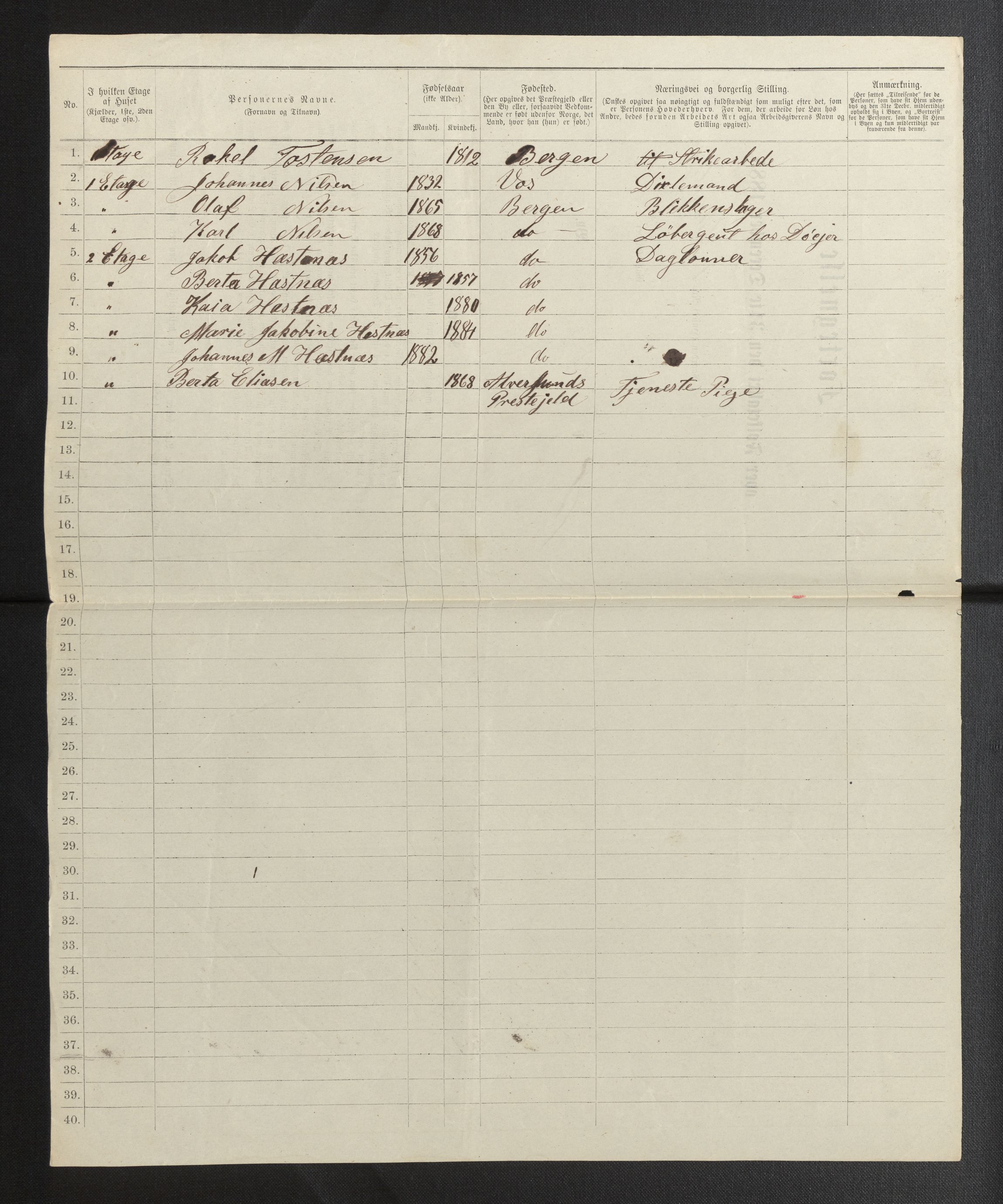 SAB, 1885 census for 1301 Bergen, 1885, p. 2025