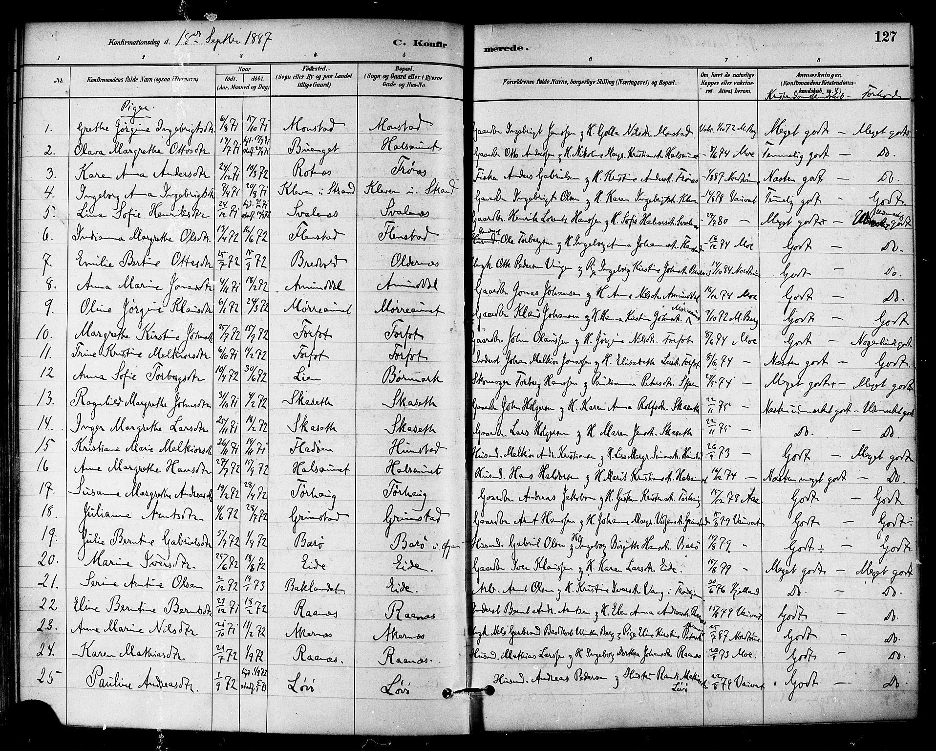 Ministerialprotokoller, klokkerbøker og fødselsregistre - Sør-Trøndelag, AV/SAT-A-1456/655/L0680: Parish register (official) no. 655A09, 1880-1894, p. 127