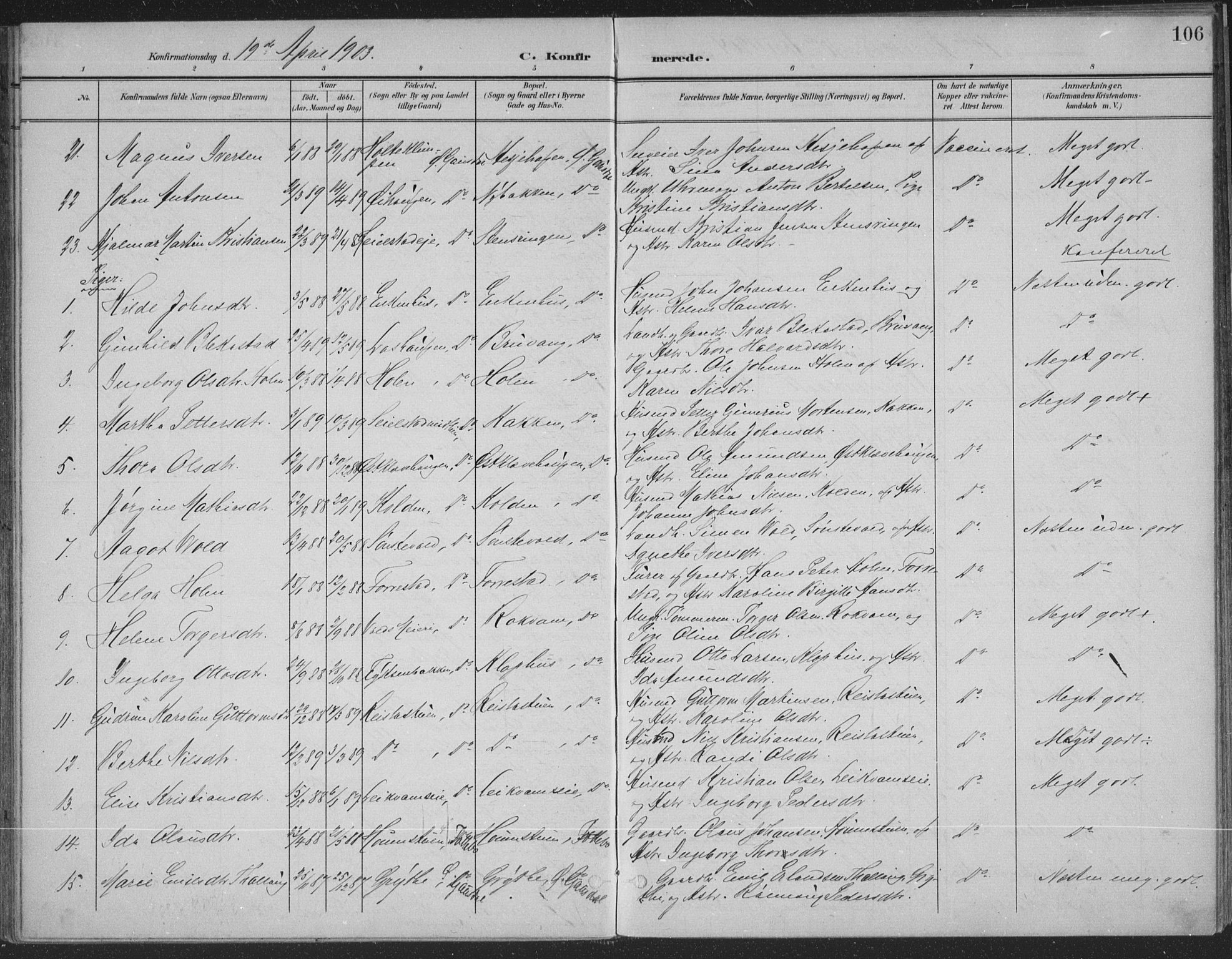 Østre Gausdal prestekontor, SAH/PREST-092/H/Ha/Haa/L0004: Parish register (official) no. 4, 1898-1914, p. 106