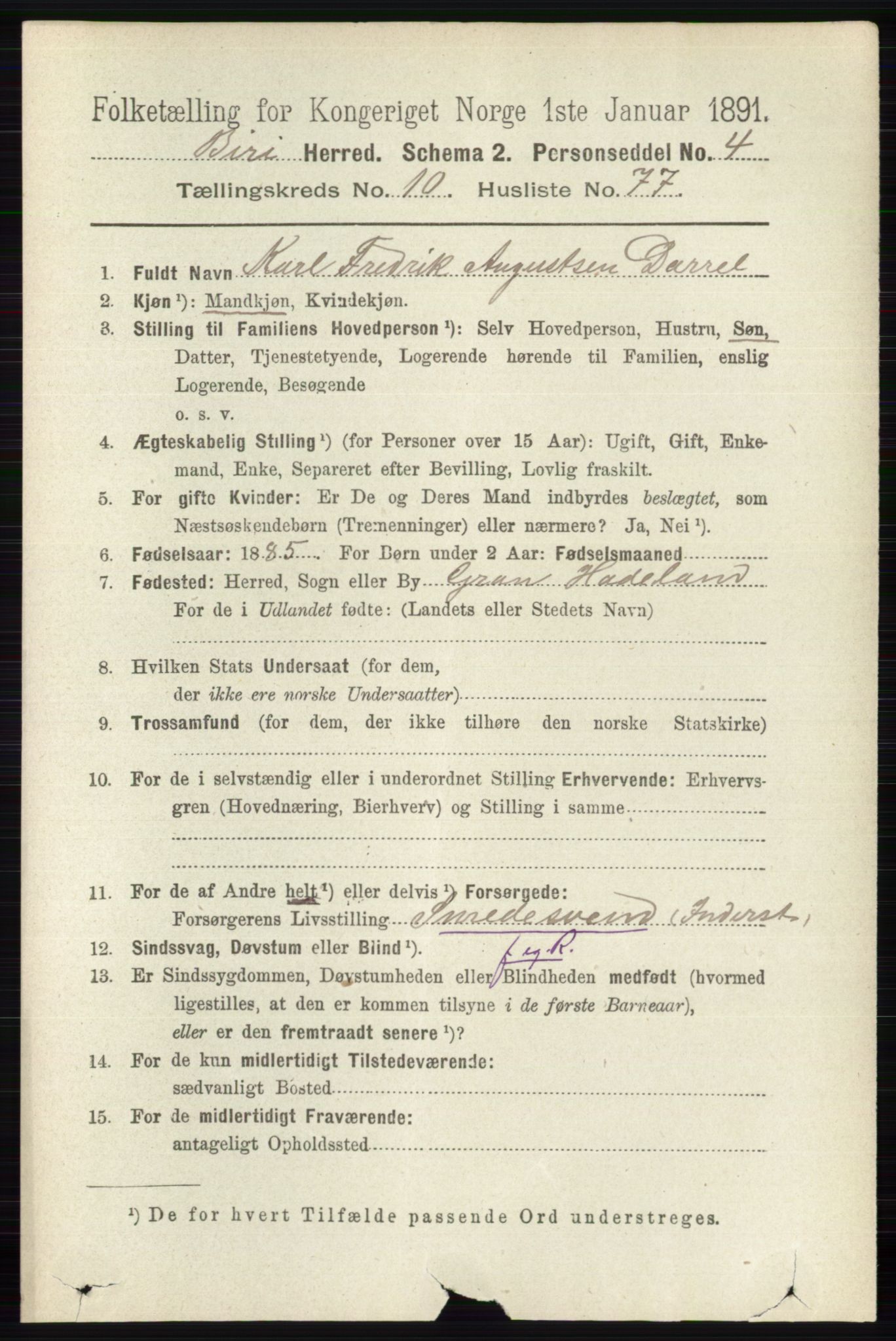 RA, 1891 census for 0525 Biri, 1891, p. 4283