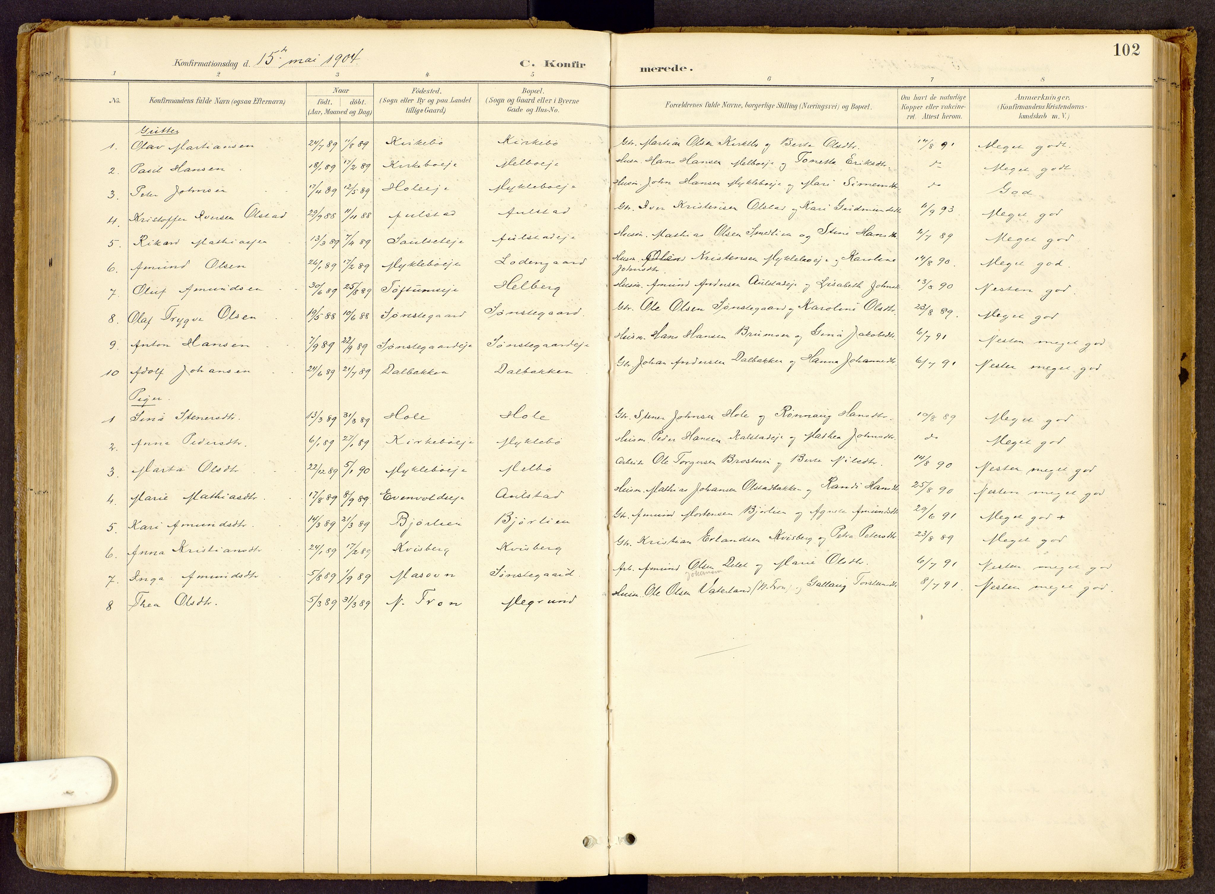 Vestre Gausdal prestekontor, SAH/PREST-094/H/Ha/Haa/L0002: Parish register (official) no. 2, 1887-1918, p. 102