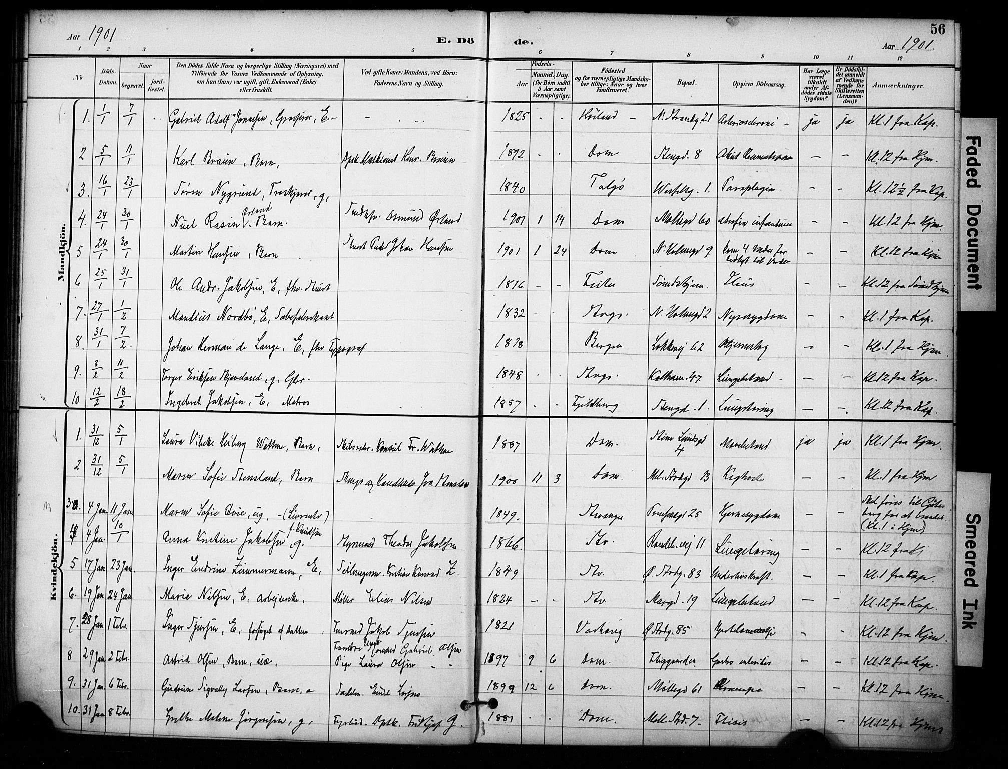Domkirken sokneprestkontor, SAST/A-101812/001/30/30BA/L0032: Parish register (official) no. A 31, 1896-1917, p. 56
