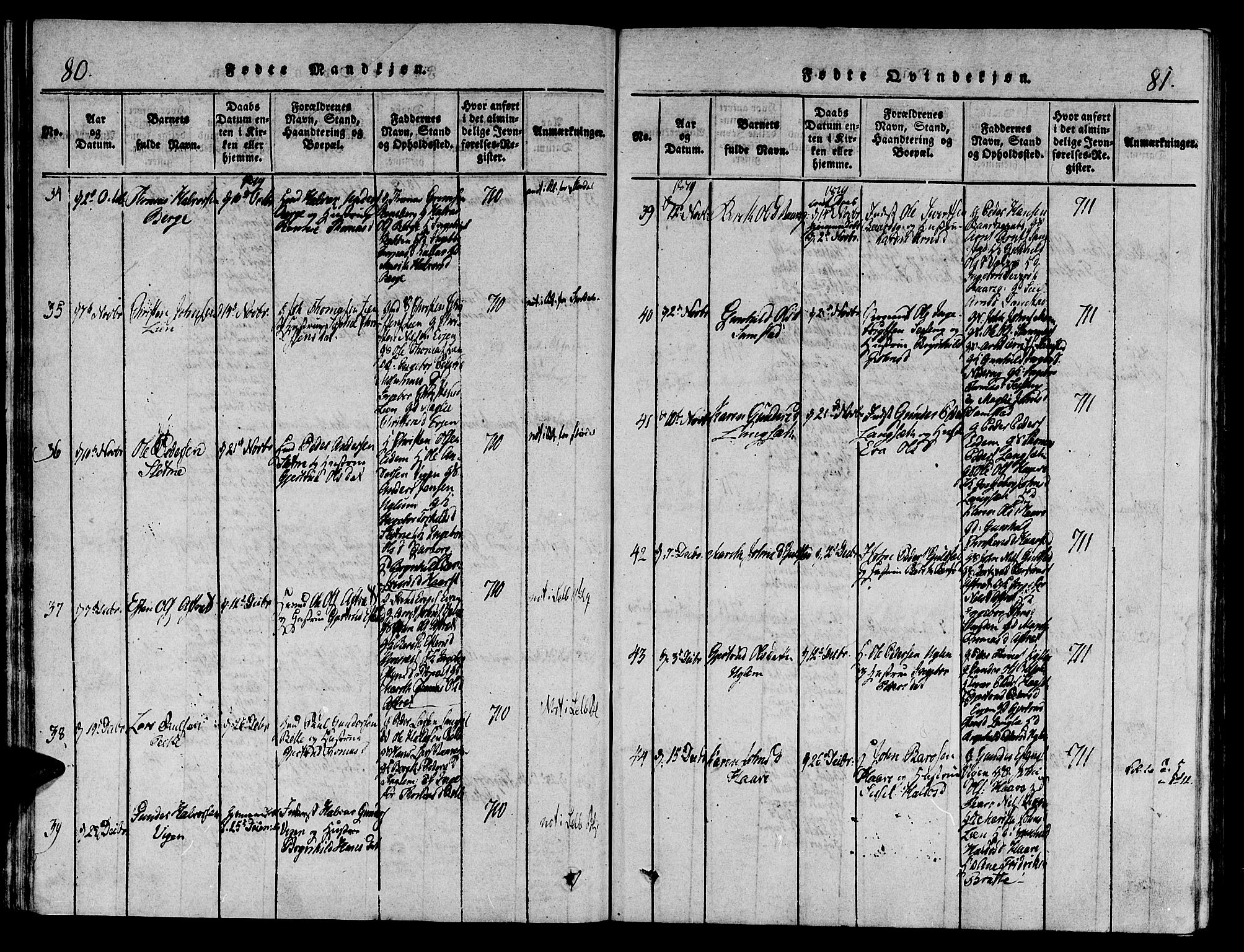 Ministerialprotokoller, klokkerbøker og fødselsregistre - Sør-Trøndelag, SAT/A-1456/695/L1141: Parish register (official) no. 695A04 /1, 1816-1824, p. 80-81