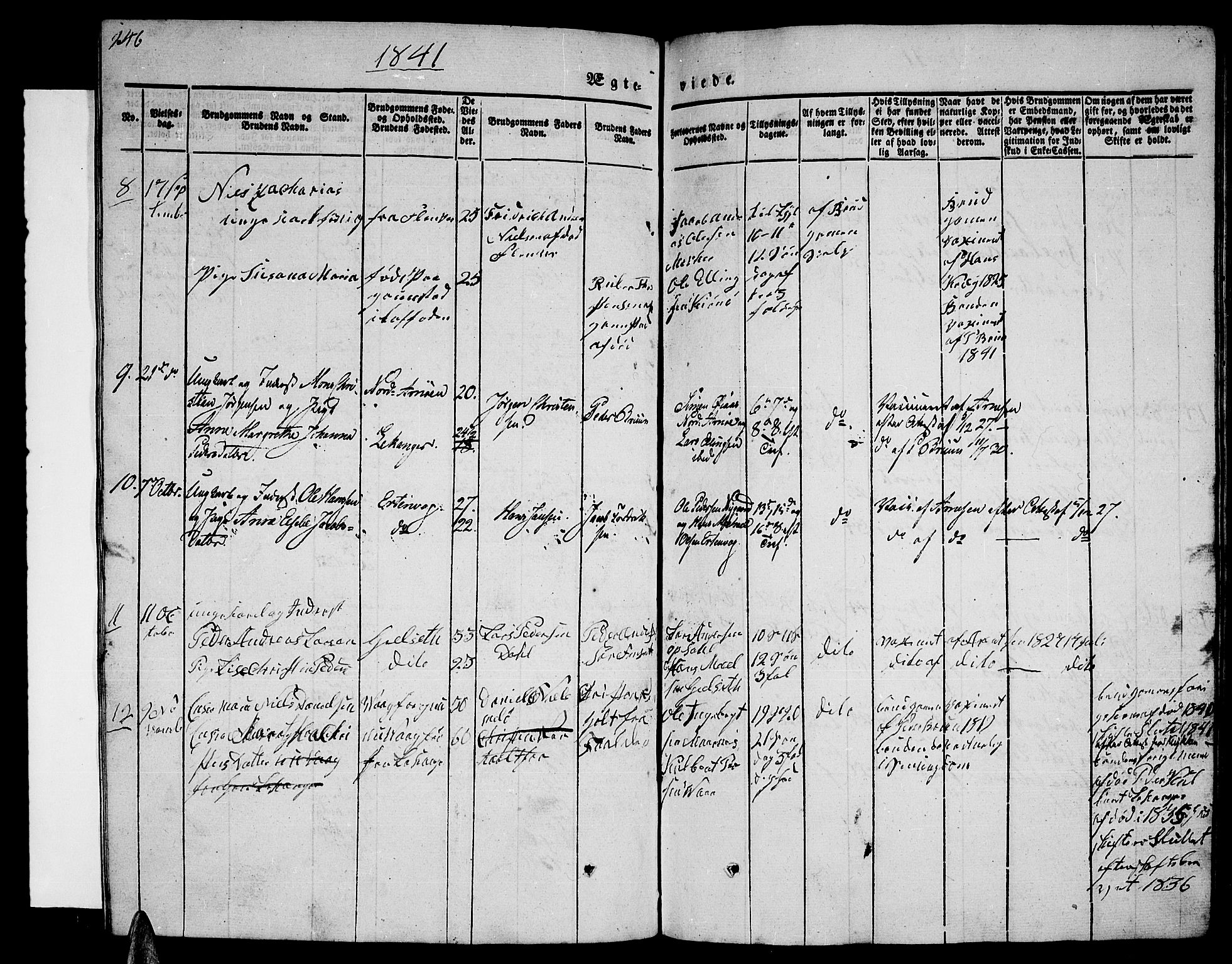 Ministerialprotokoller, klokkerbøker og fødselsregistre - Nordland, AV/SAT-A-1459/805/L0106: Parish register (copy) no. 805C02, 1841-1861, p. 246