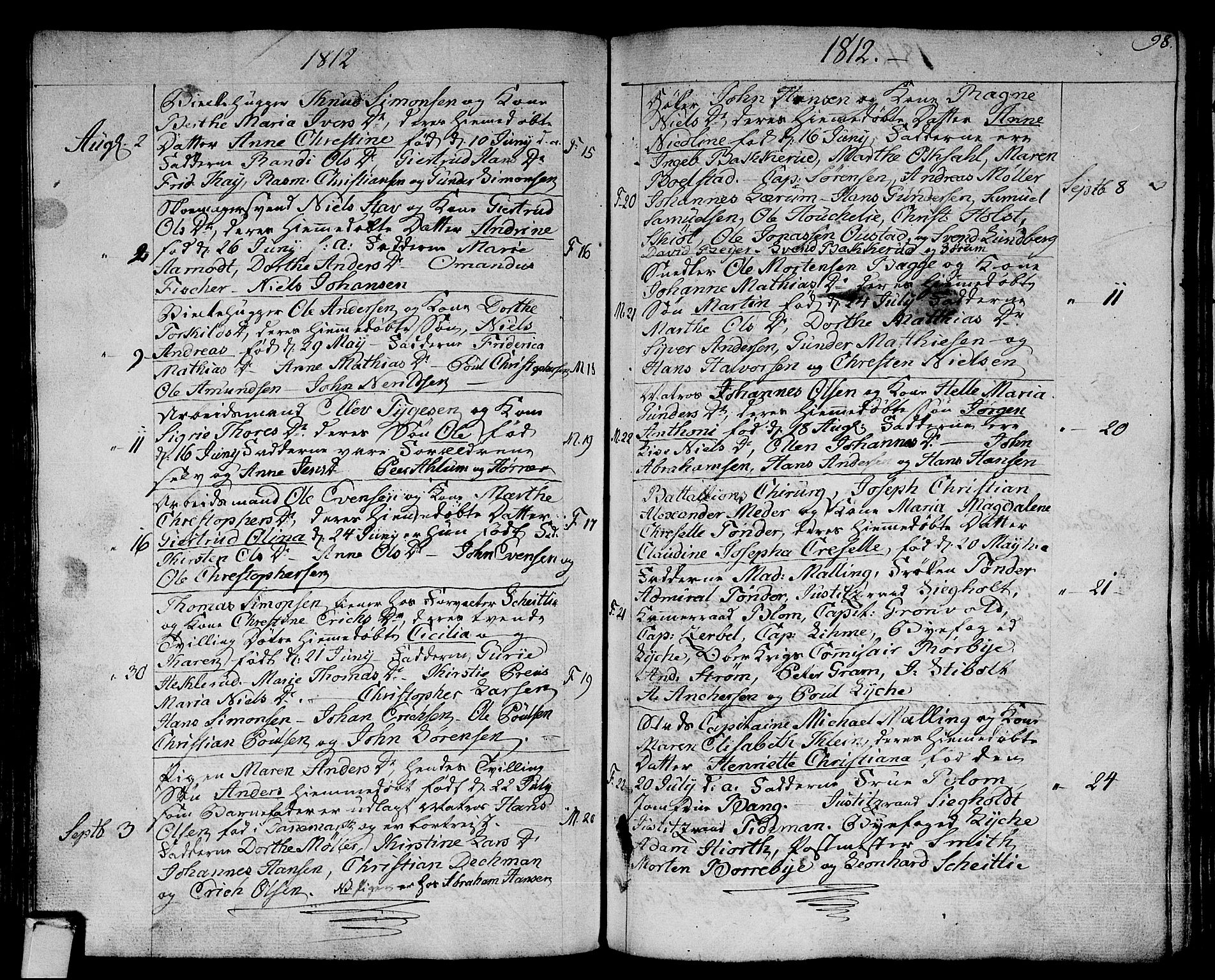 Strømsø kirkebøker, AV/SAKO-A-246/F/Fa/L0010: Parish register (official) no. I 10, 1792-1822, p. 98