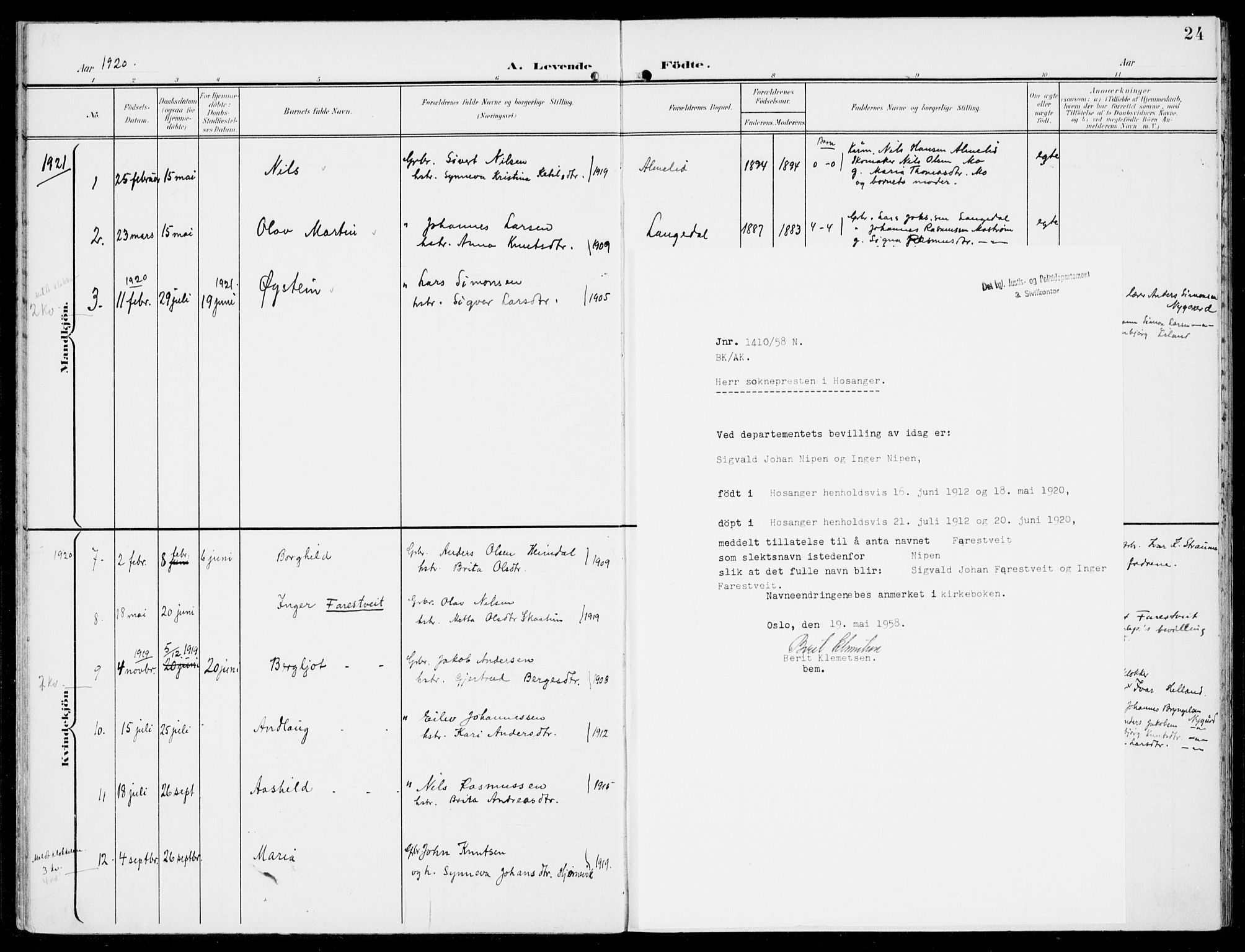 Hosanger sokneprestembete, AV/SAB-A-75801/H/Haa: Parish register (official) no. C  2, 1901-1925, p. 24