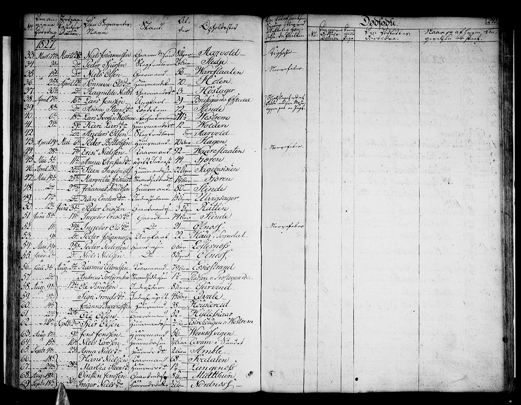 Sogndal sokneprestembete, AV/SAB-A-81301/H/Haa/Haaa/L0010: Parish register (official) no. A 10, 1821-1838, p. 243