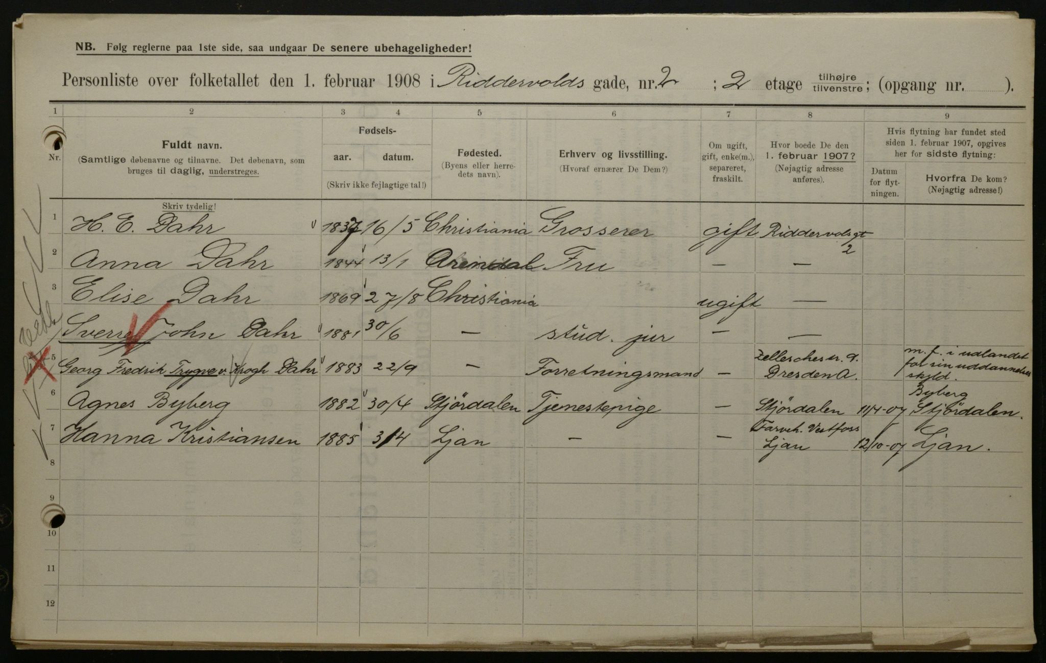 OBA, Municipal Census 1908 for Kristiania, 1908, p. 74607