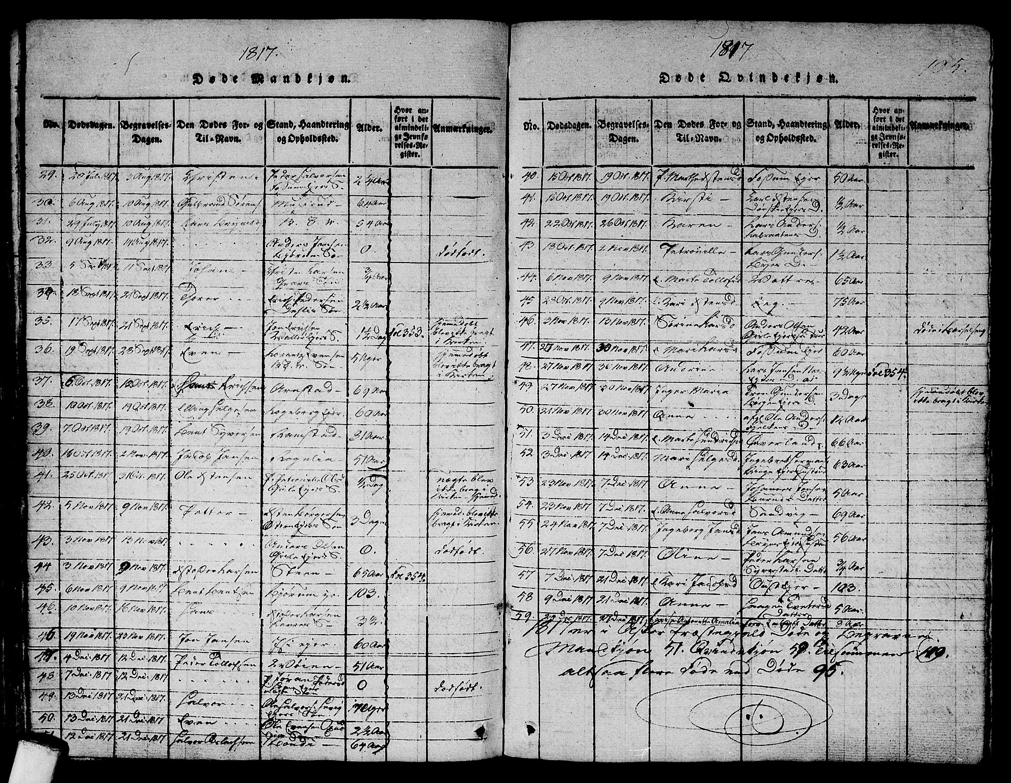 Asker prestekontor Kirkebøker, SAO/A-10256a/G/Ga/L0001: Parish register (copy) no. I 1, 1814-1830, p. 105