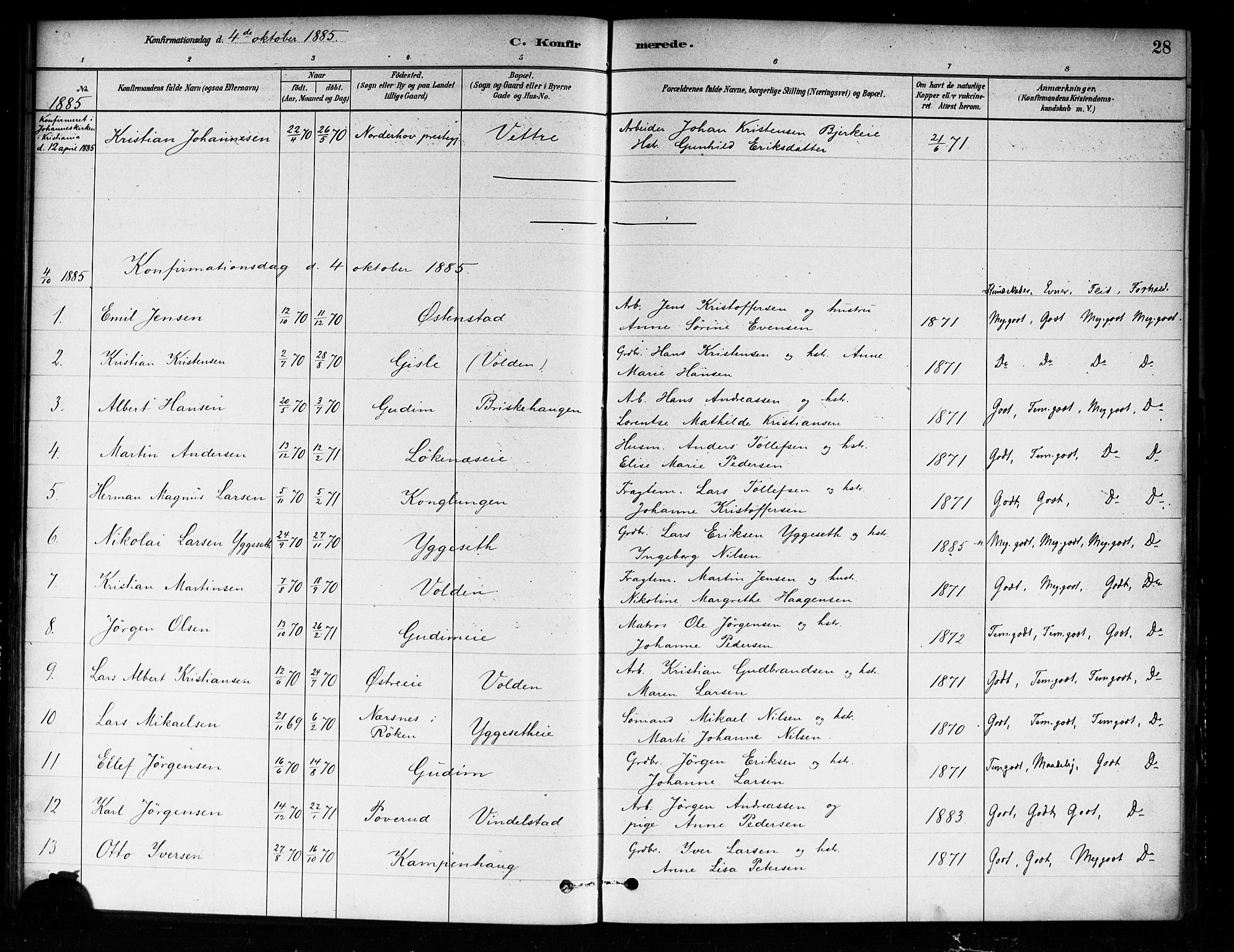 Asker prestekontor Kirkebøker, SAO/A-10256a/F/Fa/L0014: Parish register (official) no. I 14, 1879-1900, p. 28