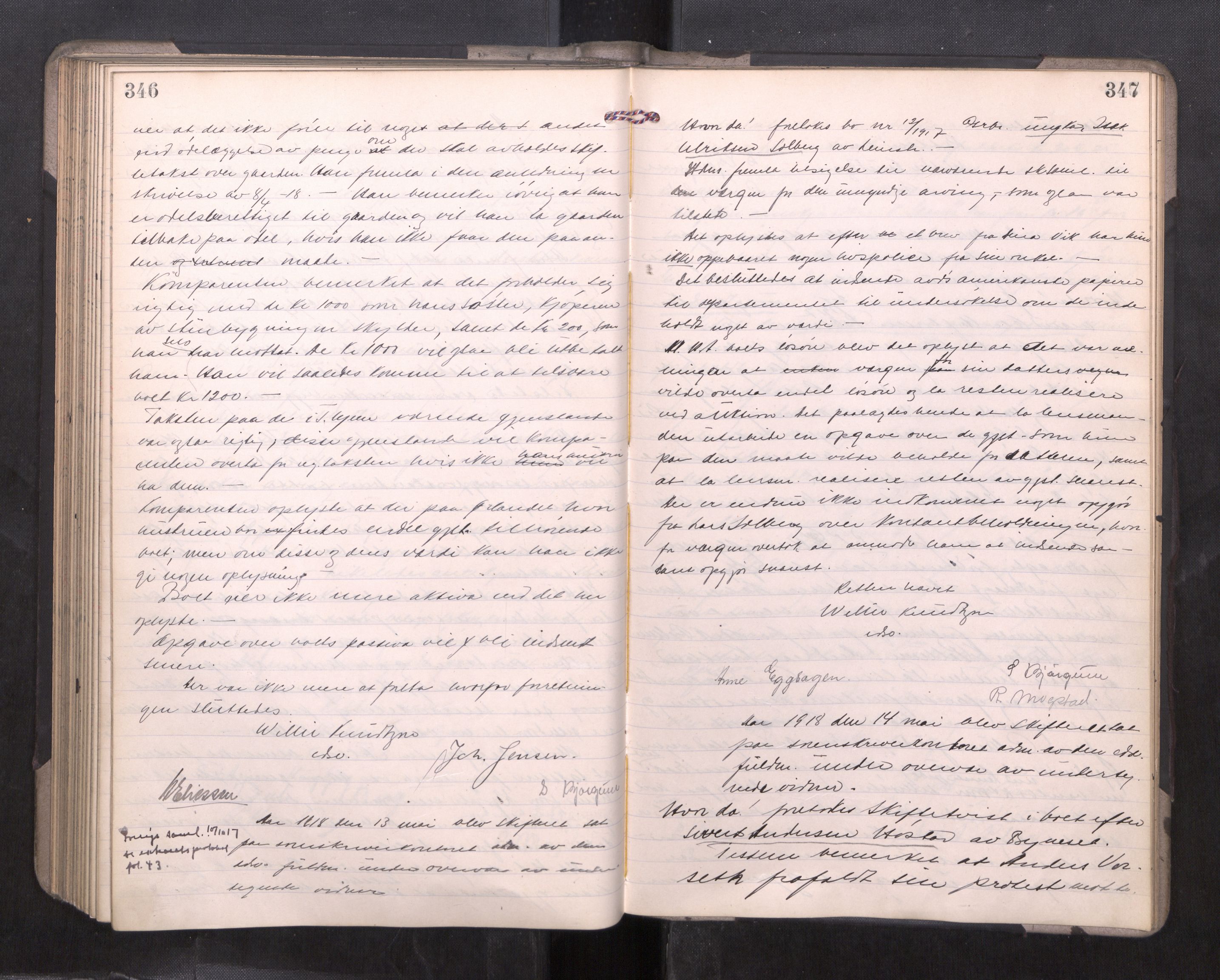 Strinda og Selbu sorenskriveri, AV/SAT-A-0015/3/3B/L0012: Skifteforhandlingsprot. 12, 1915-1919, p. 346-347