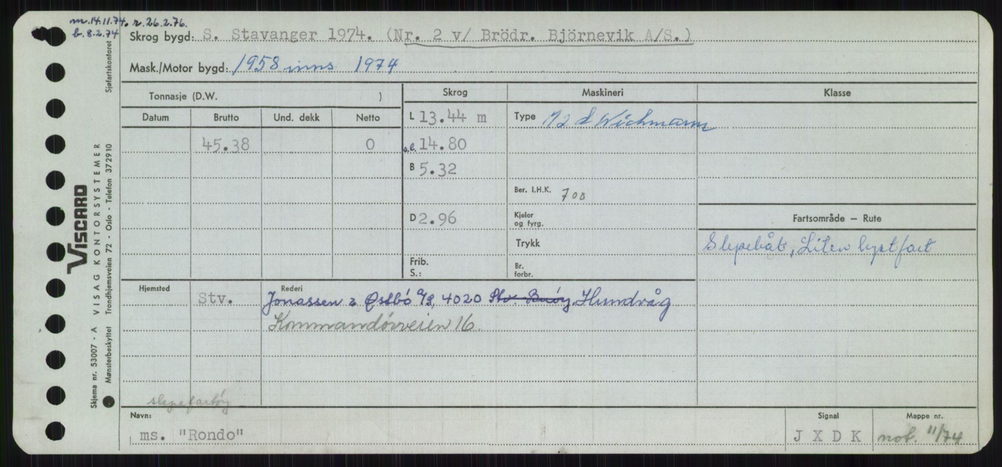 Sjøfartsdirektoratet med forløpere, Skipsmålingen, RA/S-1627/H/Ha/L0004/0002: Fartøy, Mas-R / Fartøy, Odin-R, p. 823