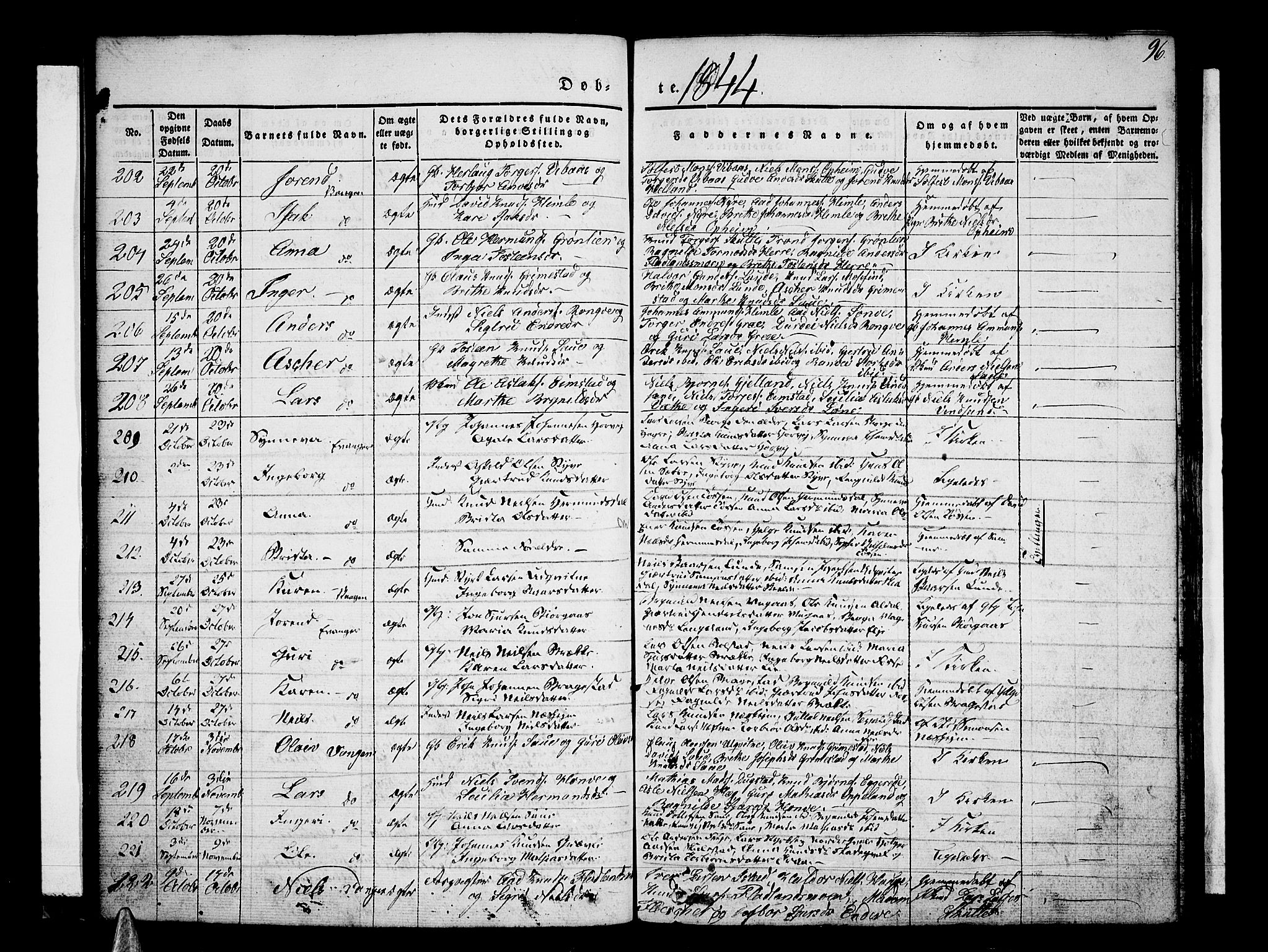 Voss sokneprestembete, SAB/A-79001/H/Haa: Parish register (official) no. A 13, 1836-1851, p. 96