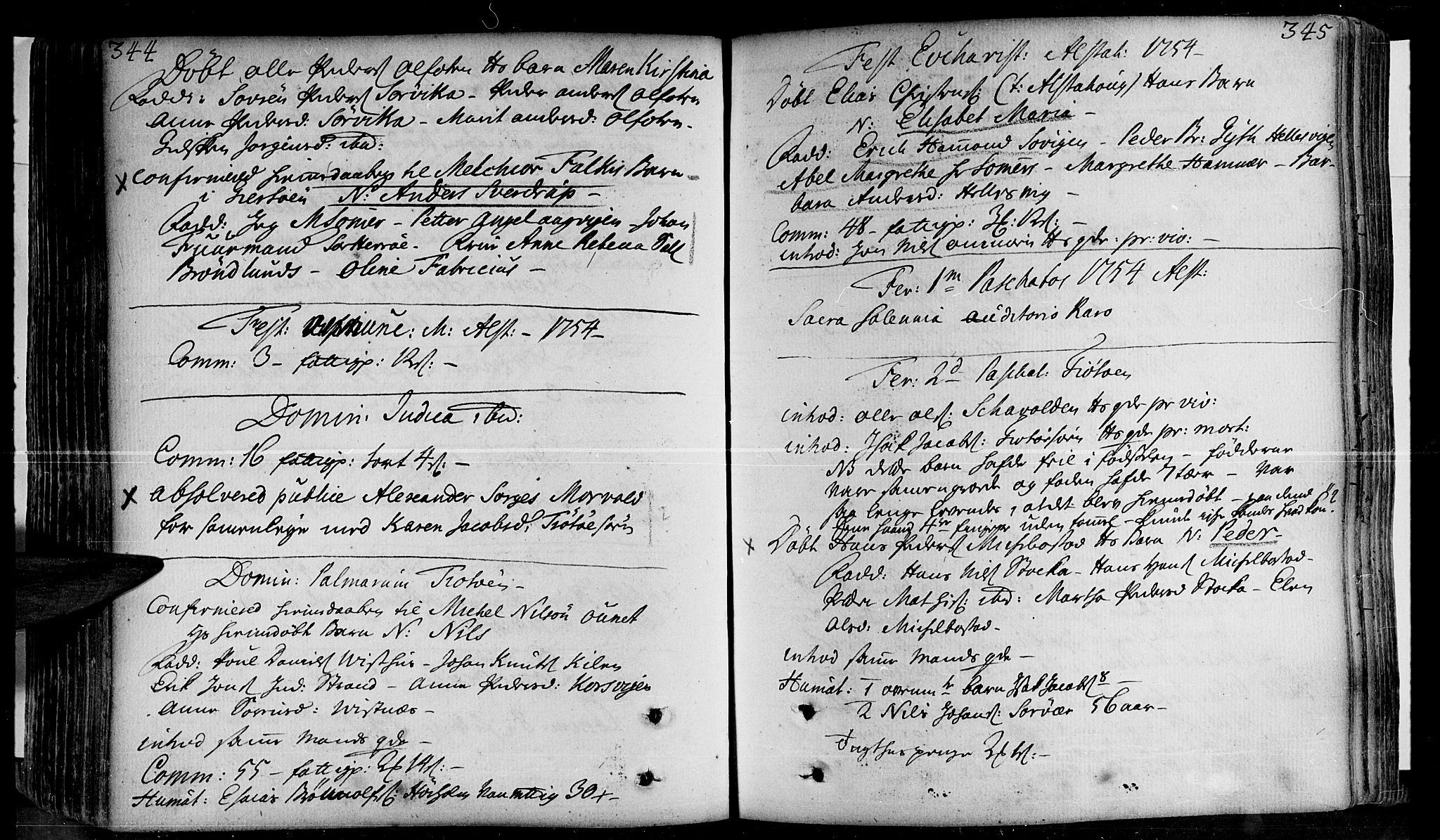 Ministerialprotokoller, klokkerbøker og fødselsregistre - Nordland, SAT/A-1459/830/L0435: Parish register (official) no. 830A04, 1737-1768, p. 344-345