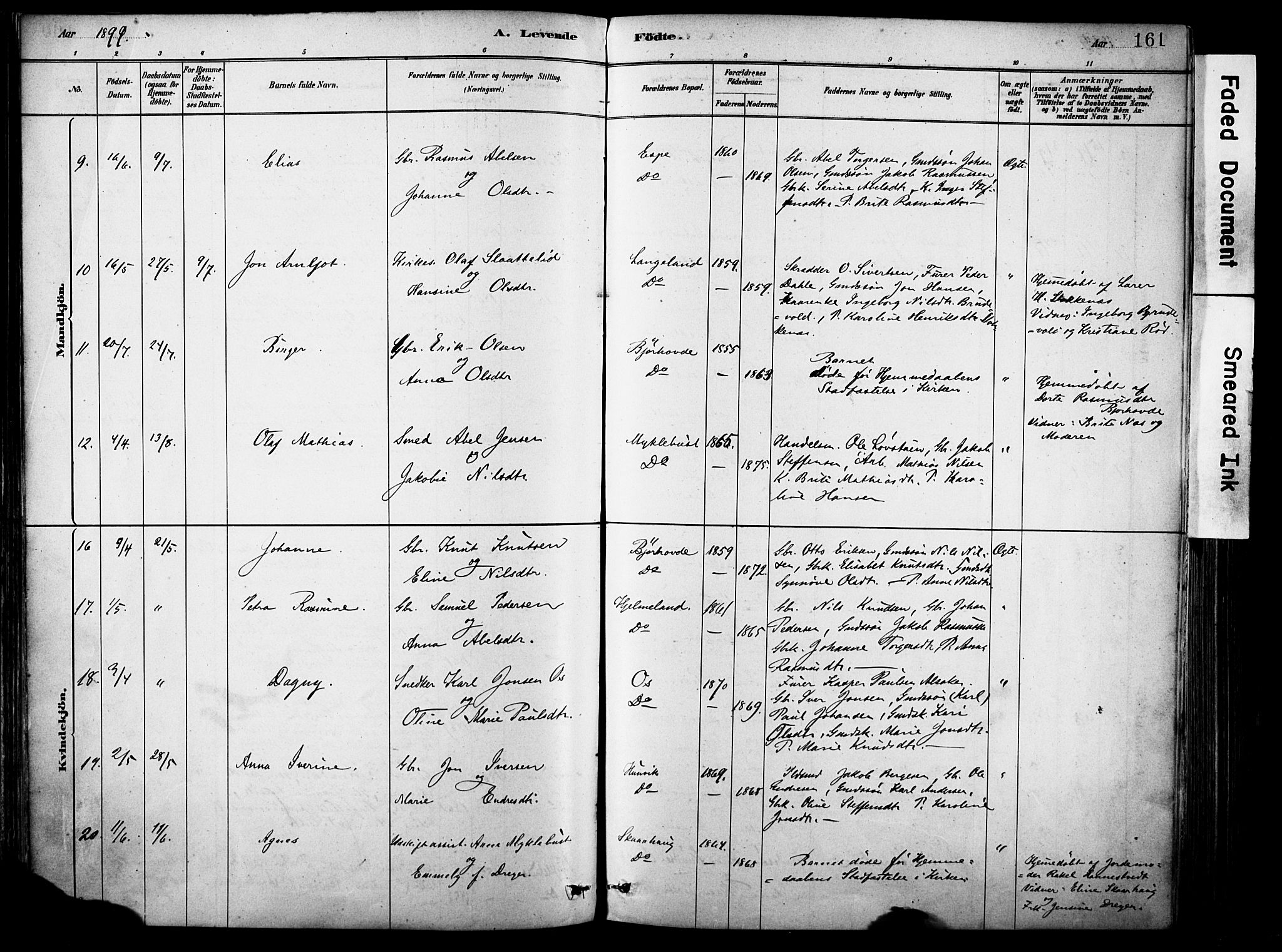 Eid sokneprestembete, AV/SAB-A-82301/H/Haa/Haab/L0001: Parish register (official) no. B 1, 1879-1906, p. 161