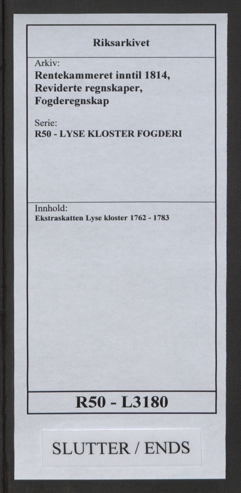 Rentekammeret inntil 1814, Reviderte regnskaper, Fogderegnskap, RA/EA-4092/R50/L3180: Ekstraskatten Lyse kloster, 1762-1783, p. 427