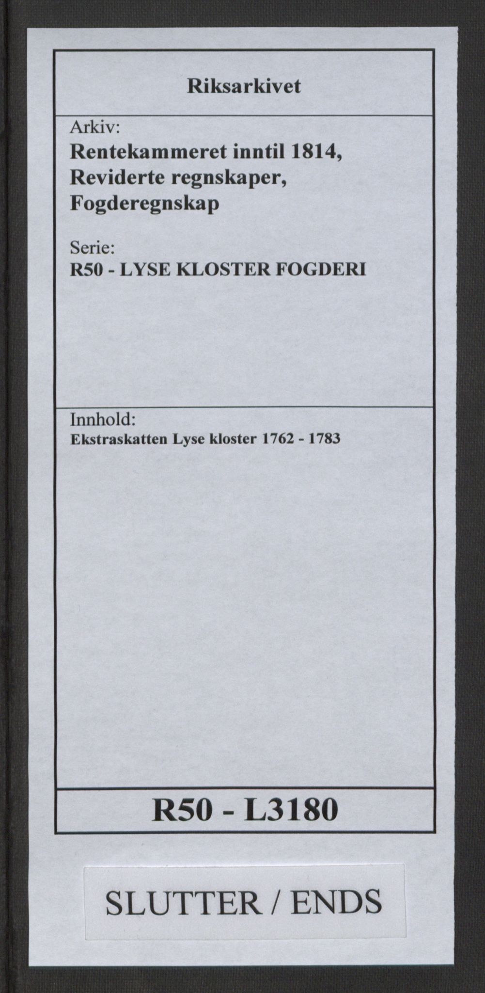 Rentekammeret inntil 1814, Reviderte regnskaper, Fogderegnskap, AV/RA-EA-4092/R50/L3180: Ekstraskatten Lyse kloster, 1762-1783, p. 427