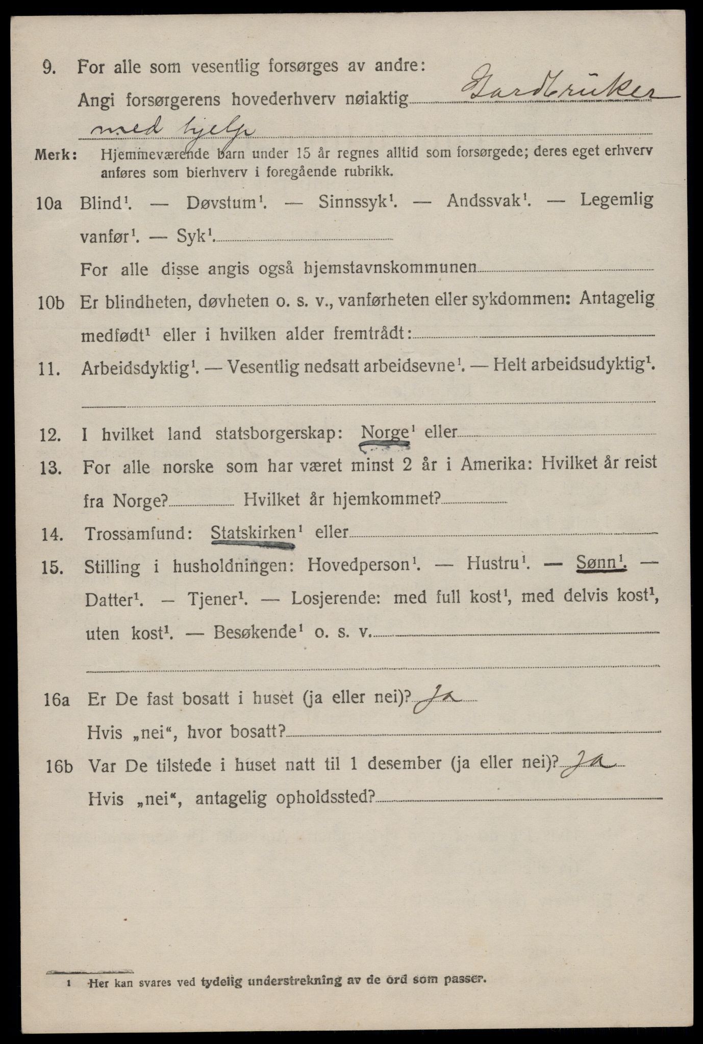 SAST, 1920 census for Sokndal, 1920, p. 4198