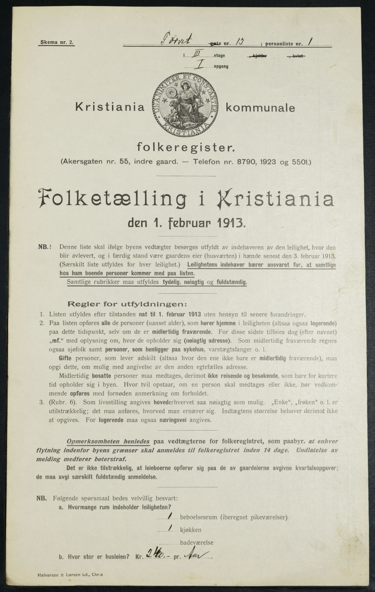 OBA, Municipal Census 1913 for Kristiania, 1913, p. 103756