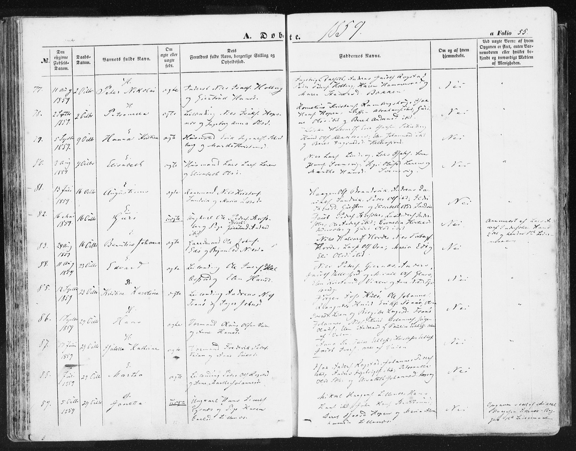 Ministerialprotokoller, klokkerbøker og fødselsregistre - Møre og Romsdal, AV/SAT-A-1454/581/L0937: Parish register (official) no. 581A05, 1853-1872, p. 55