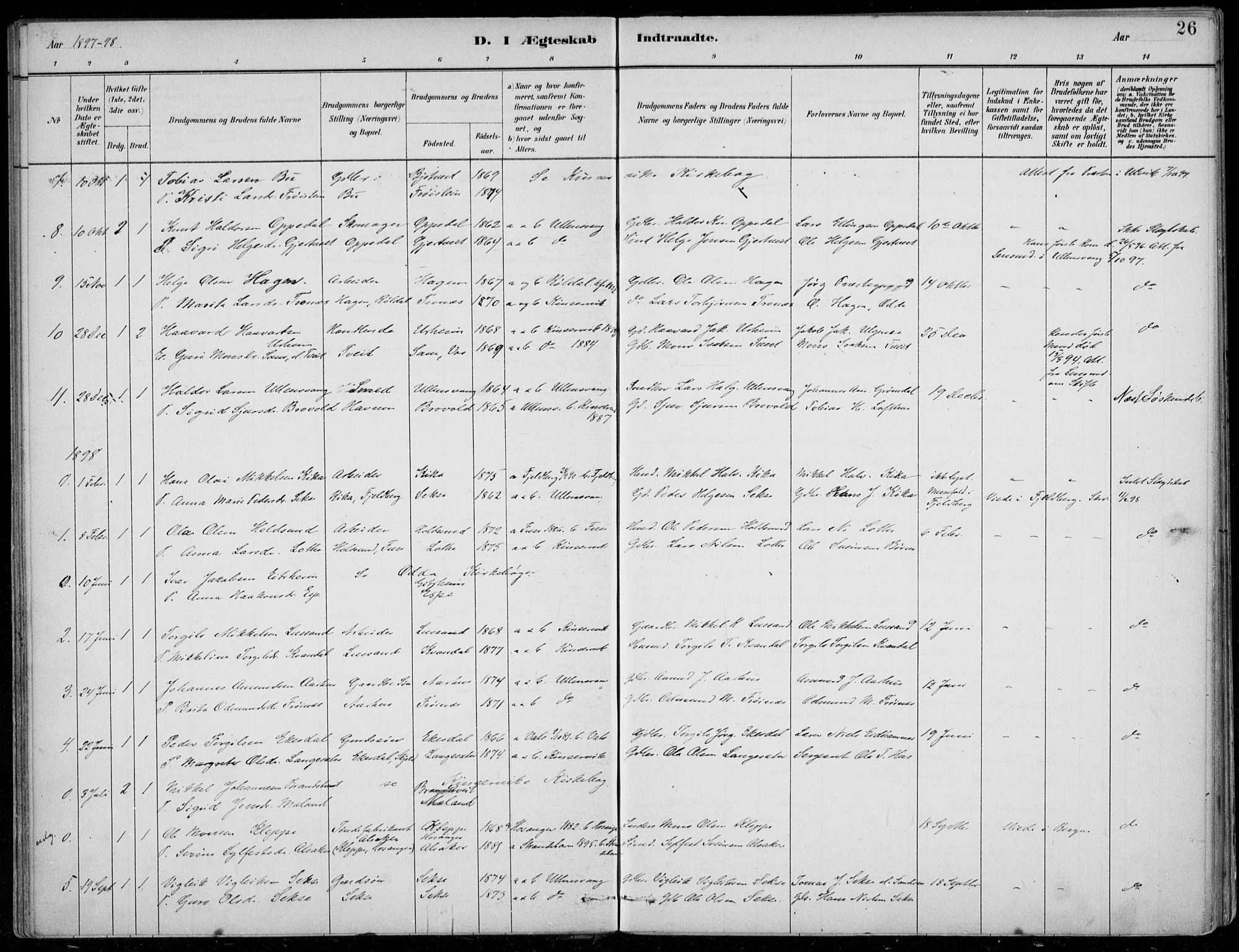 Ullensvang sokneprestembete, AV/SAB-A-78701/H/Haa: Parish register (official) no. B  3, 1882-1911, p. 26