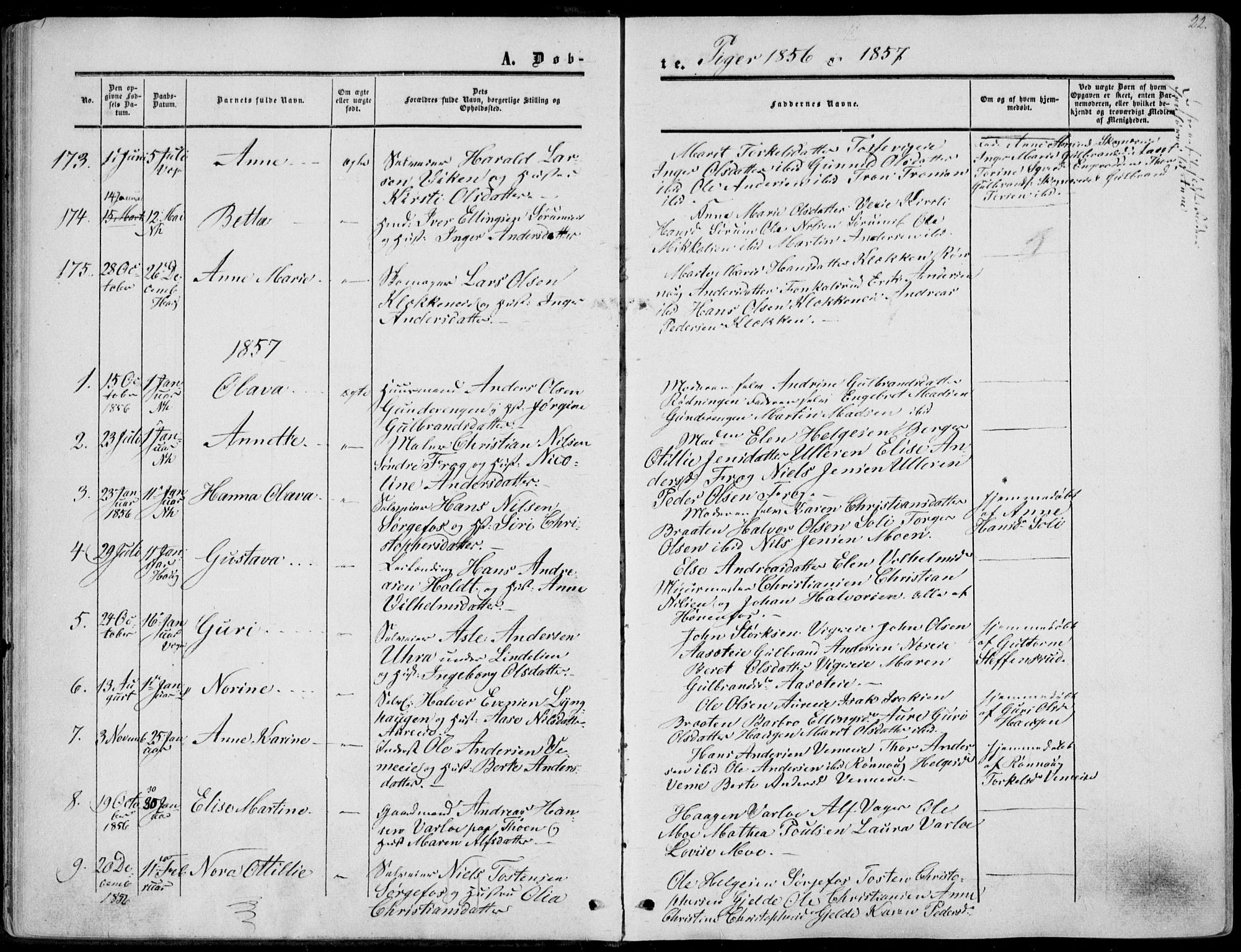 Norderhov kirkebøker, SAKO/A-237/F/Fa/L0012: Parish register (official) no. 12, 1856-1865, p. 22
