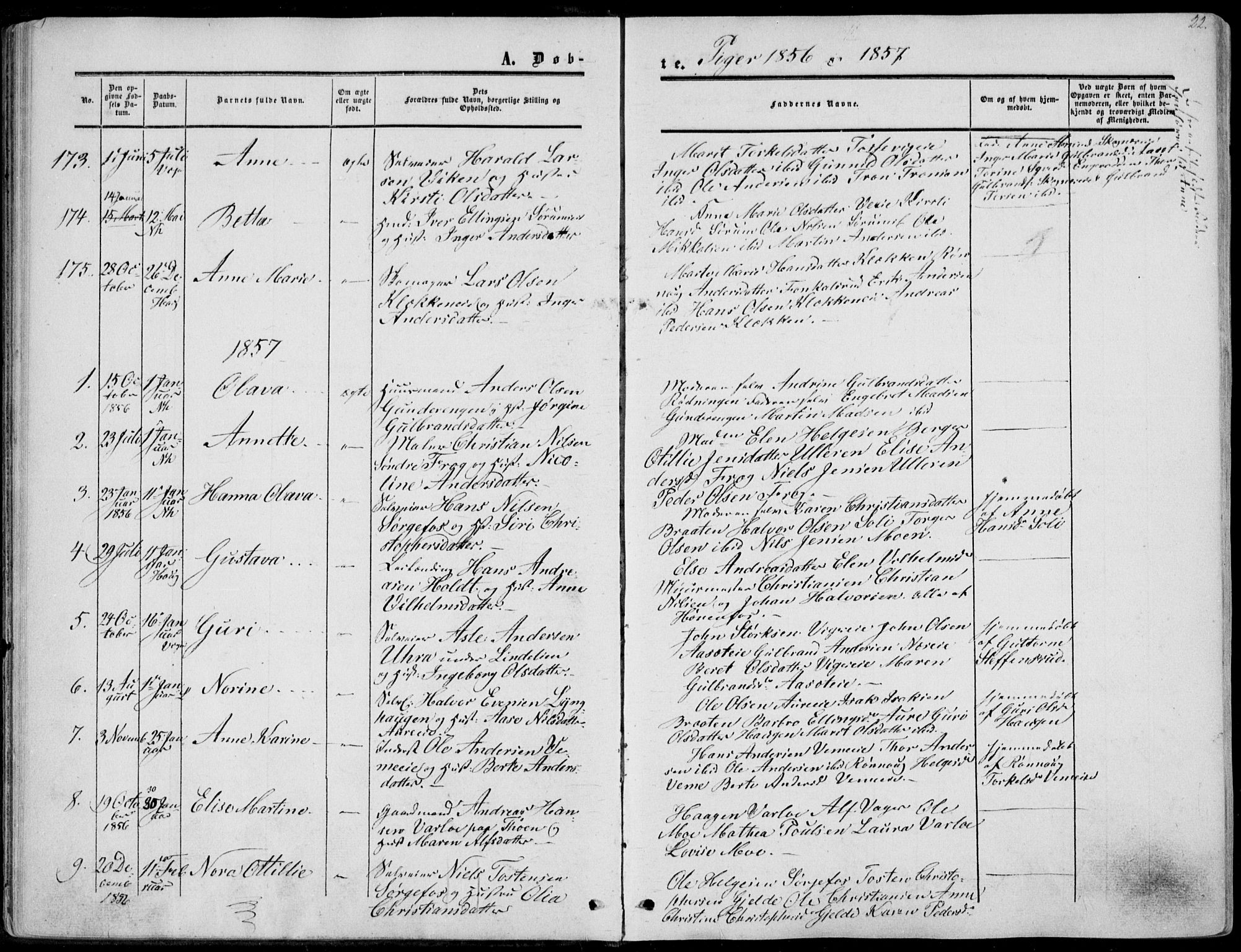 Norderhov kirkebøker, AV/SAKO-A-237/F/Fa/L0012: Parish register (official) no. 12, 1856-1865, p. 22