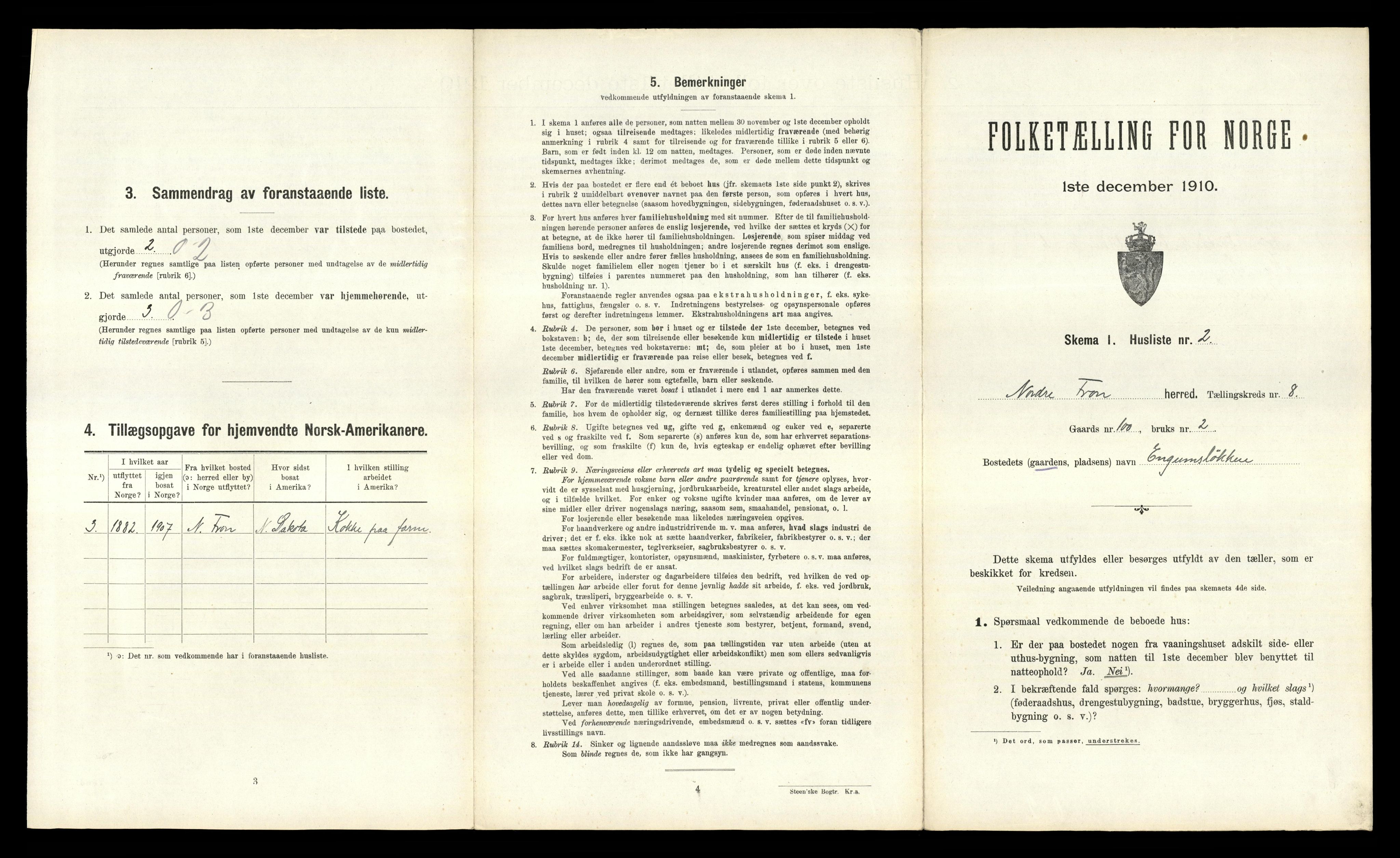 RA, 1910 census for Nord-Fron, 1910, p. 956