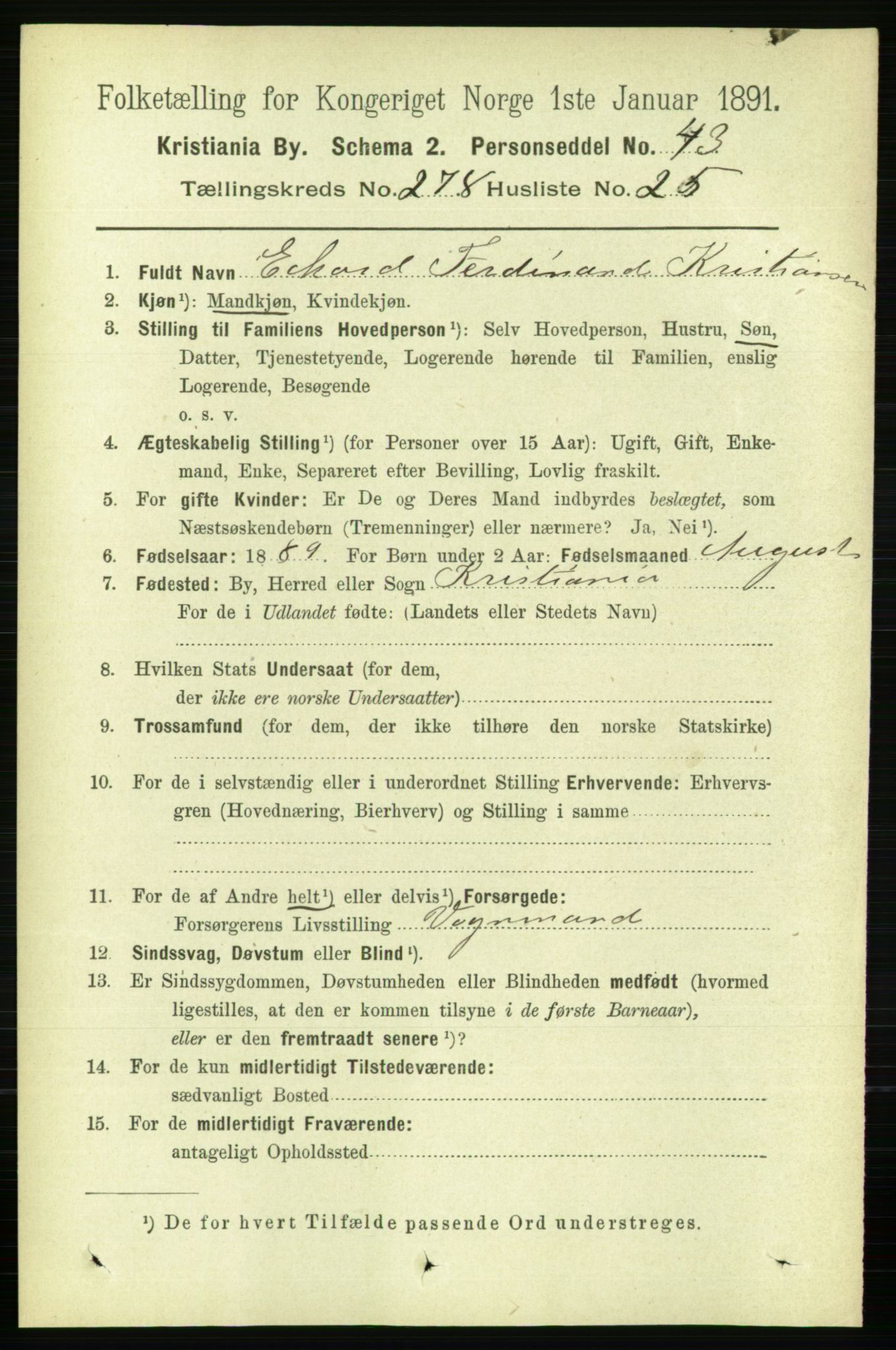 RA, 1891 census for 0301 Kristiania, 1891, p. 169254