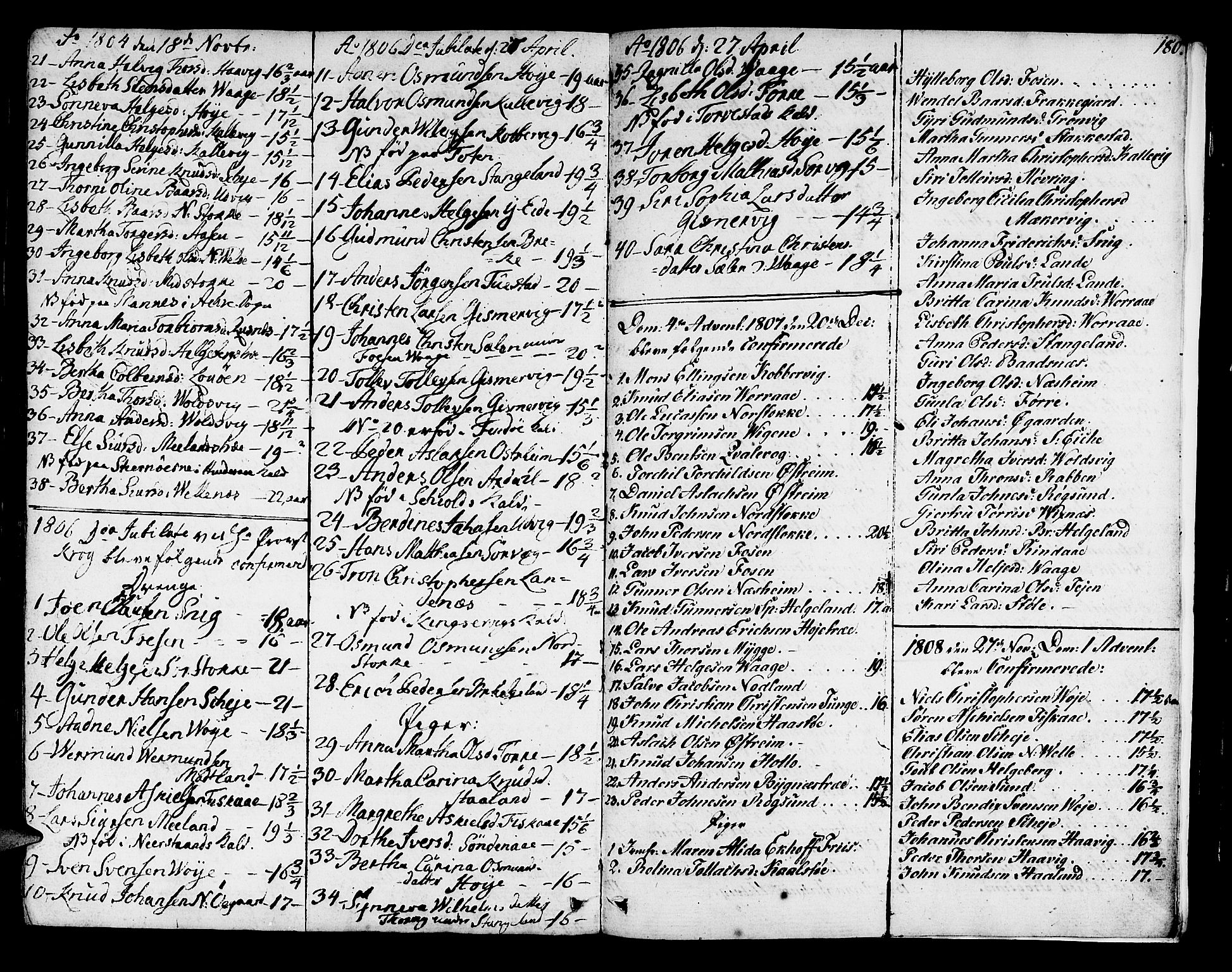 Avaldsnes sokneprestkontor, SAST/A -101851/H/Ha/Haa/L0003: Parish register (official) no. A 3, 1801-1817, p. 180