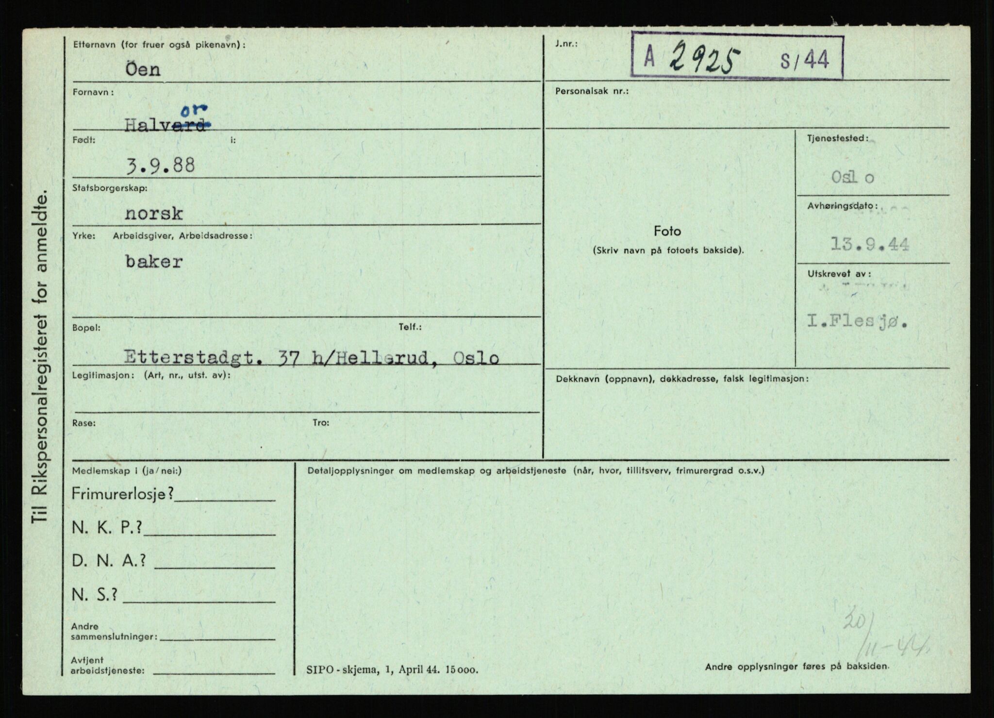 Statspolitiet - Hovedkontoret / Osloavdelingen, AV/RA-S-1329/C/Ca/L0016: Uberg - Øystese, 1943-1945, p. 3471