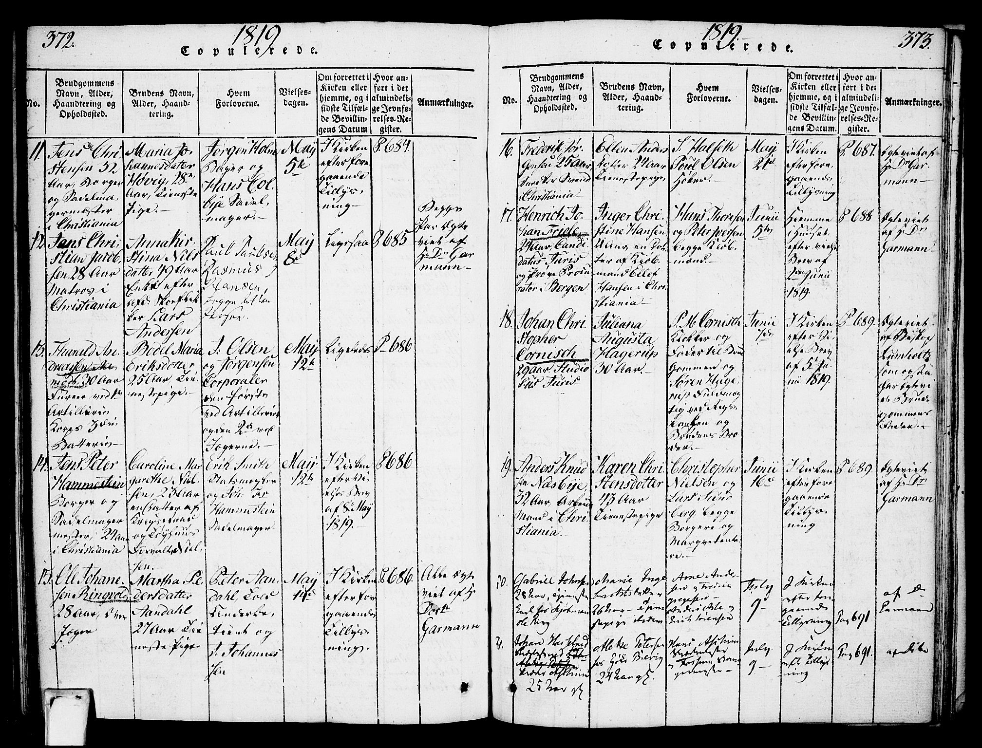 Oslo domkirke Kirkebøker, AV/SAO-A-10752/F/Fa/L0007: Parish register (official) no. 7, 1817-1824, p. 372-373