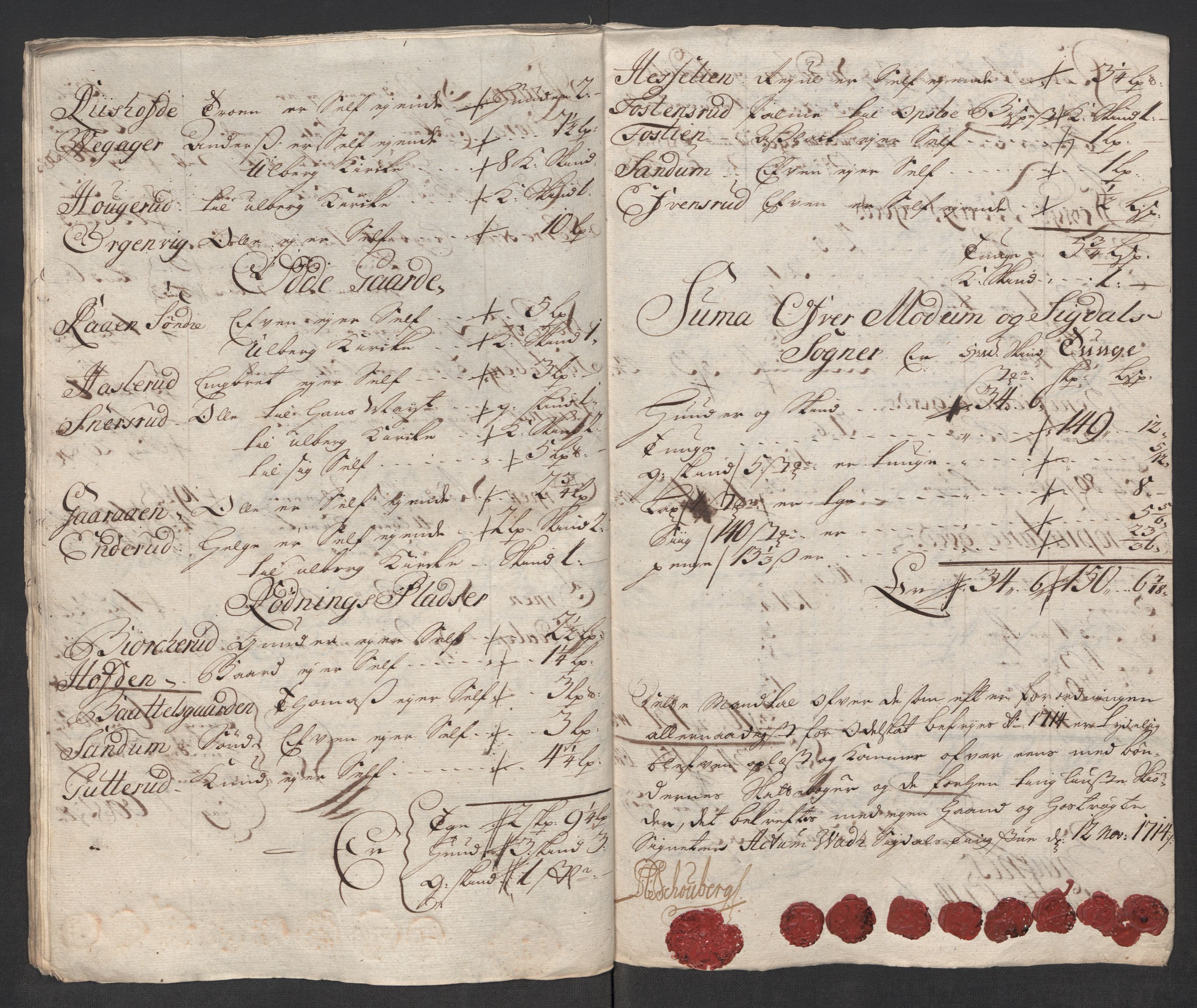 Rentekammeret inntil 1814, Reviderte regnskaper, Fogderegnskap, AV/RA-EA-4092/R31/L1709: Fogderegnskap Hurum, Røyken, Eiker, Lier og Buskerud, 1714, p. 121