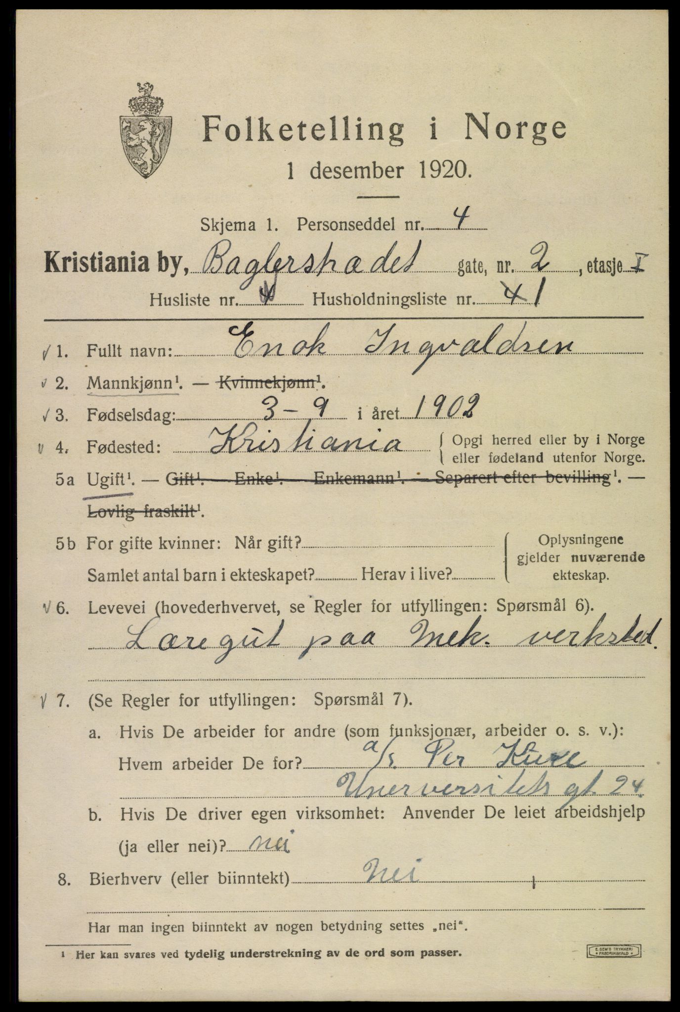 SAO, 1920 census for Kristiania, 1920, p. 147219