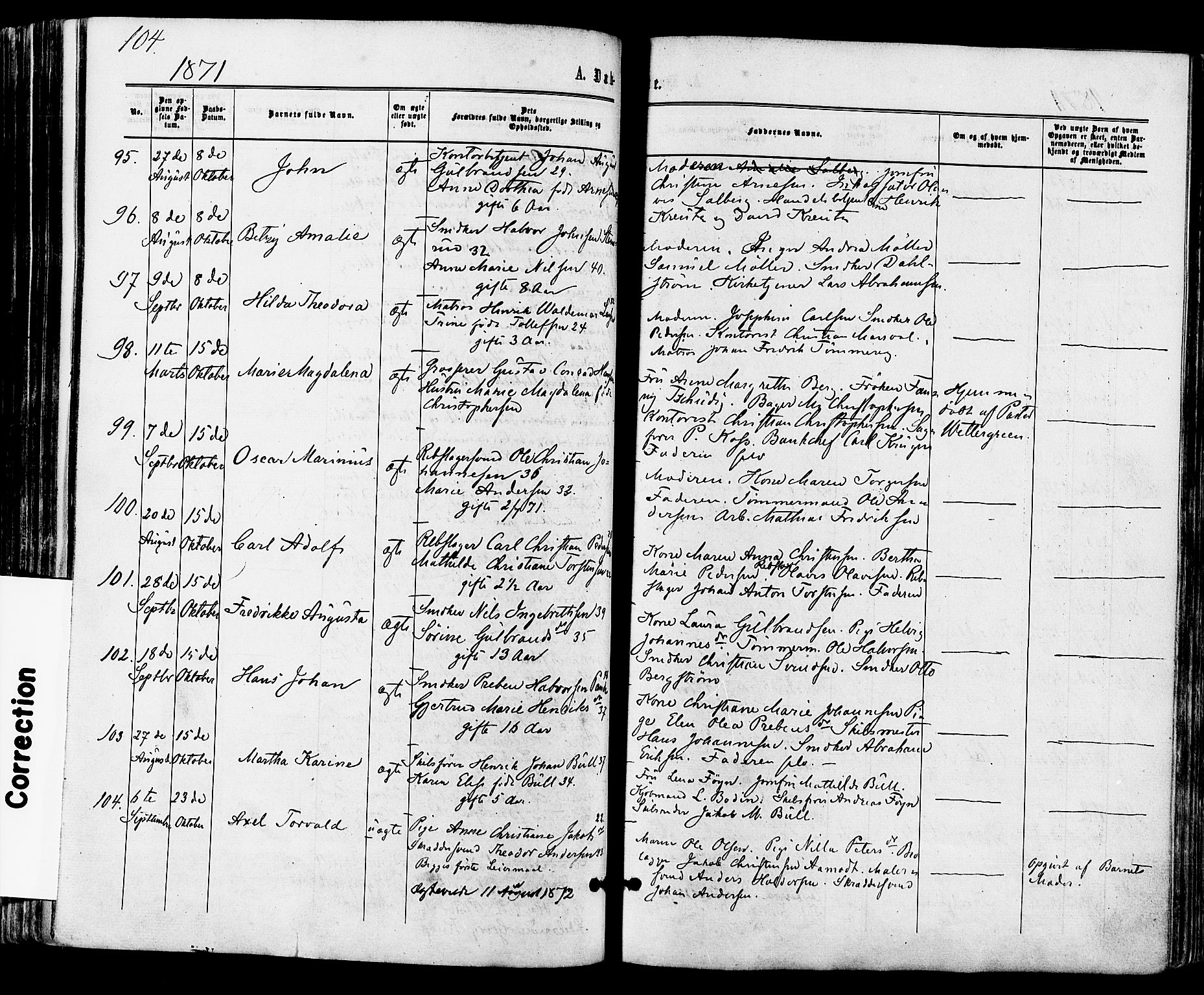 Tønsberg kirkebøker, AV/SAKO-A-330/F/Fa/L0009: Parish register (official) no. I 9, 1865-1873, p. 104