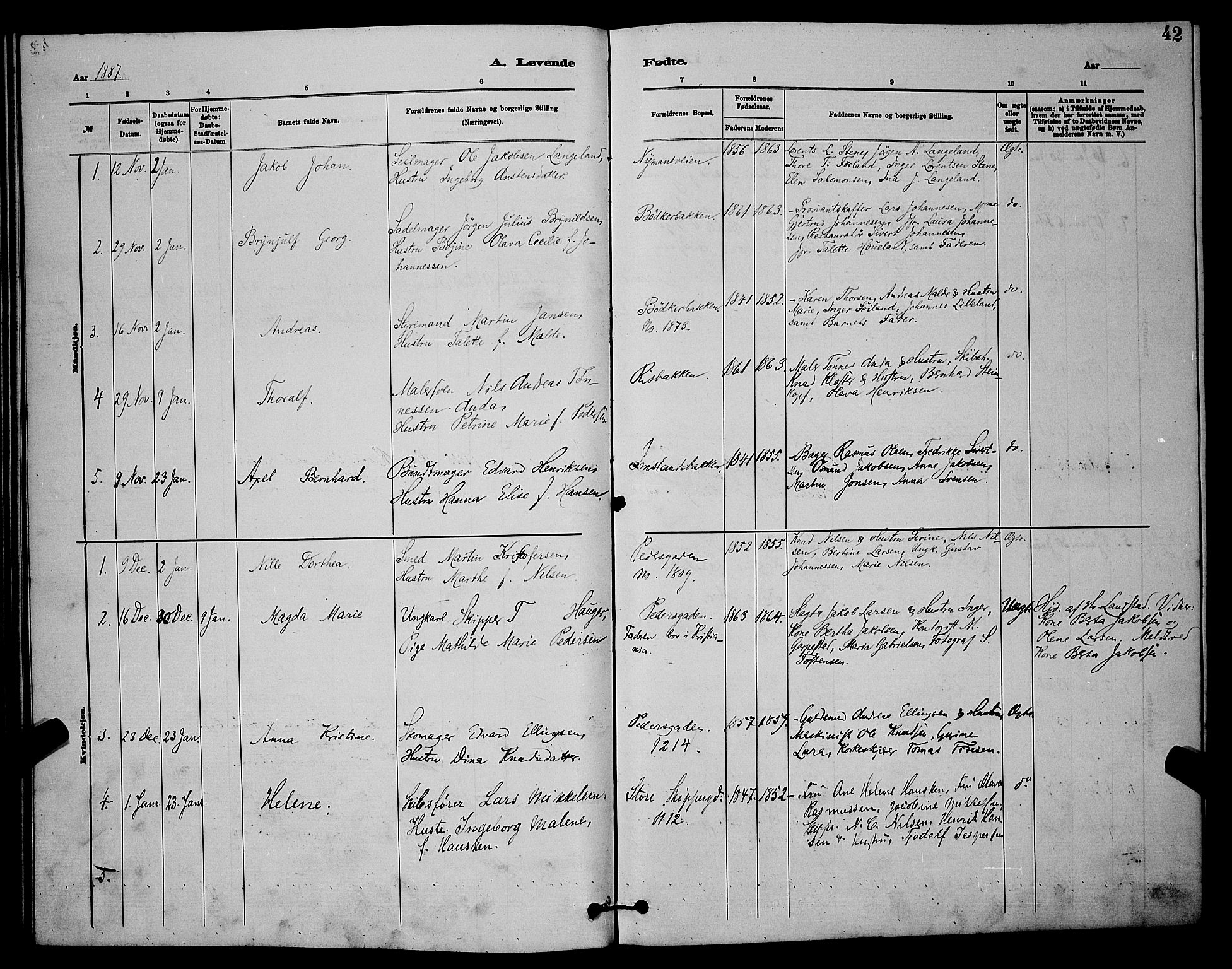 St. Johannes sokneprestkontor, SAST/A-101814/001/30/30BB/L0001: Parish register (copy) no. B 1, 1885-1897, p. 42