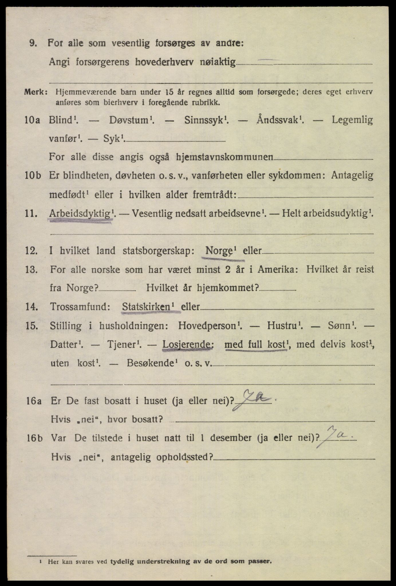 SAK, 1920 census for Øvre Sirdal, 1920, p. 1496