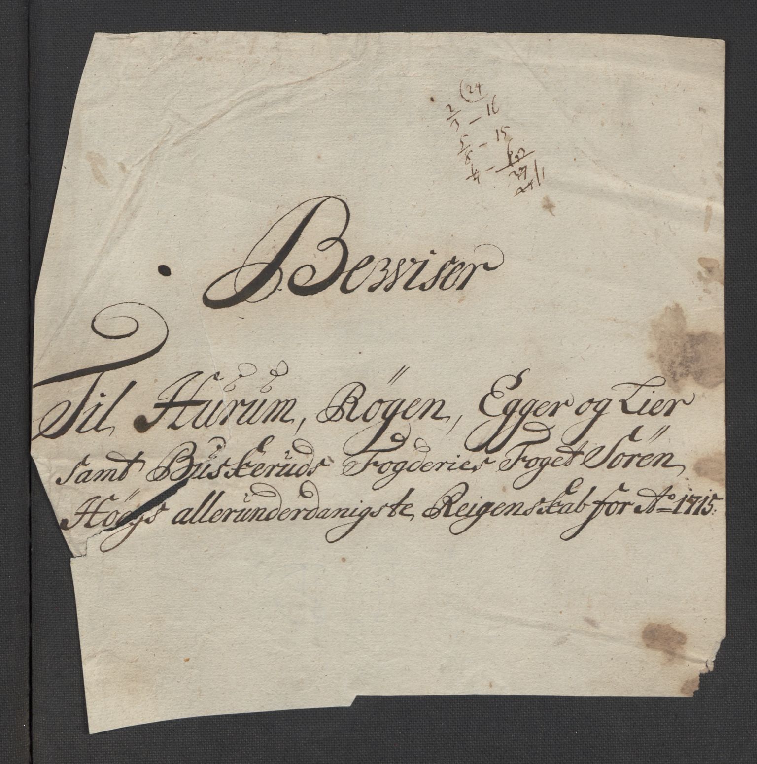 Rentekammeret inntil 1814, Reviderte regnskaper, Fogderegnskap, AV/RA-EA-4092/R31/L1710: Fogderegnskap Hurum, Røyken, Eiker, Lier og Buskerud, 1715-1716, p. 13