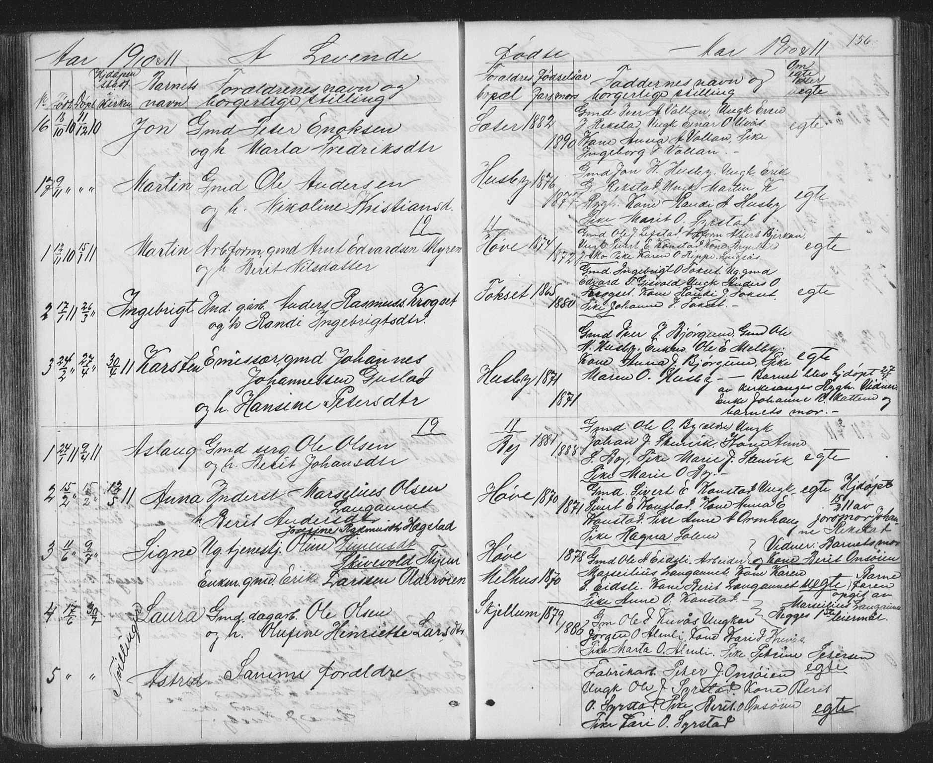 Ministerialprotokoller, klokkerbøker og fødselsregistre - Sør-Trøndelag, SAT/A-1456/667/L0798: Parish register (copy) no. 667C03, 1867-1929, p. 156