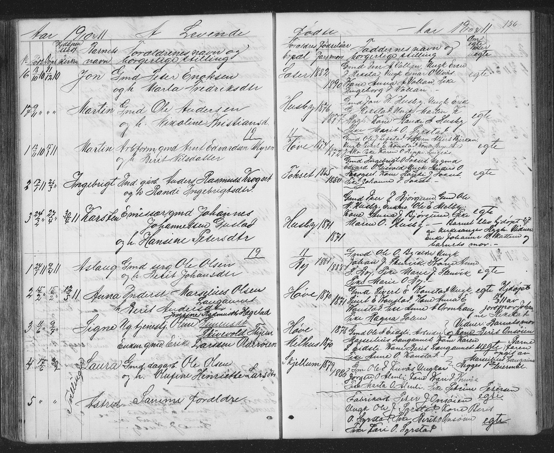 Ministerialprotokoller, klokkerbøker og fødselsregistre - Sør-Trøndelag, AV/SAT-A-1456/667/L0798: Parish register (copy) no. 667C03, 1867-1929, p. 156