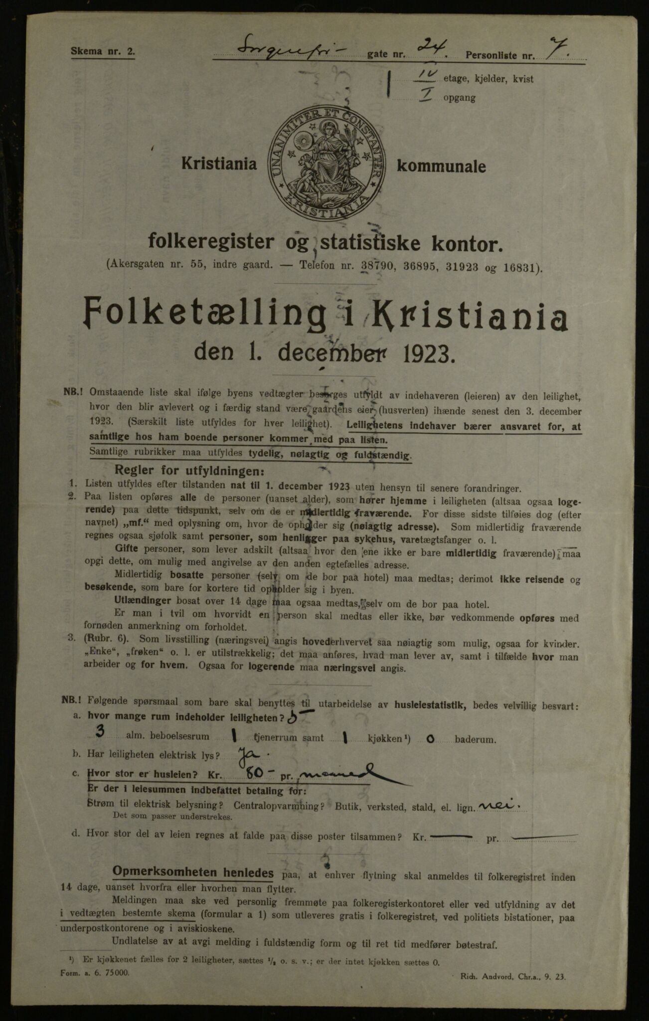 OBA, Municipal Census 1923 for Kristiania, 1923, p. 110499