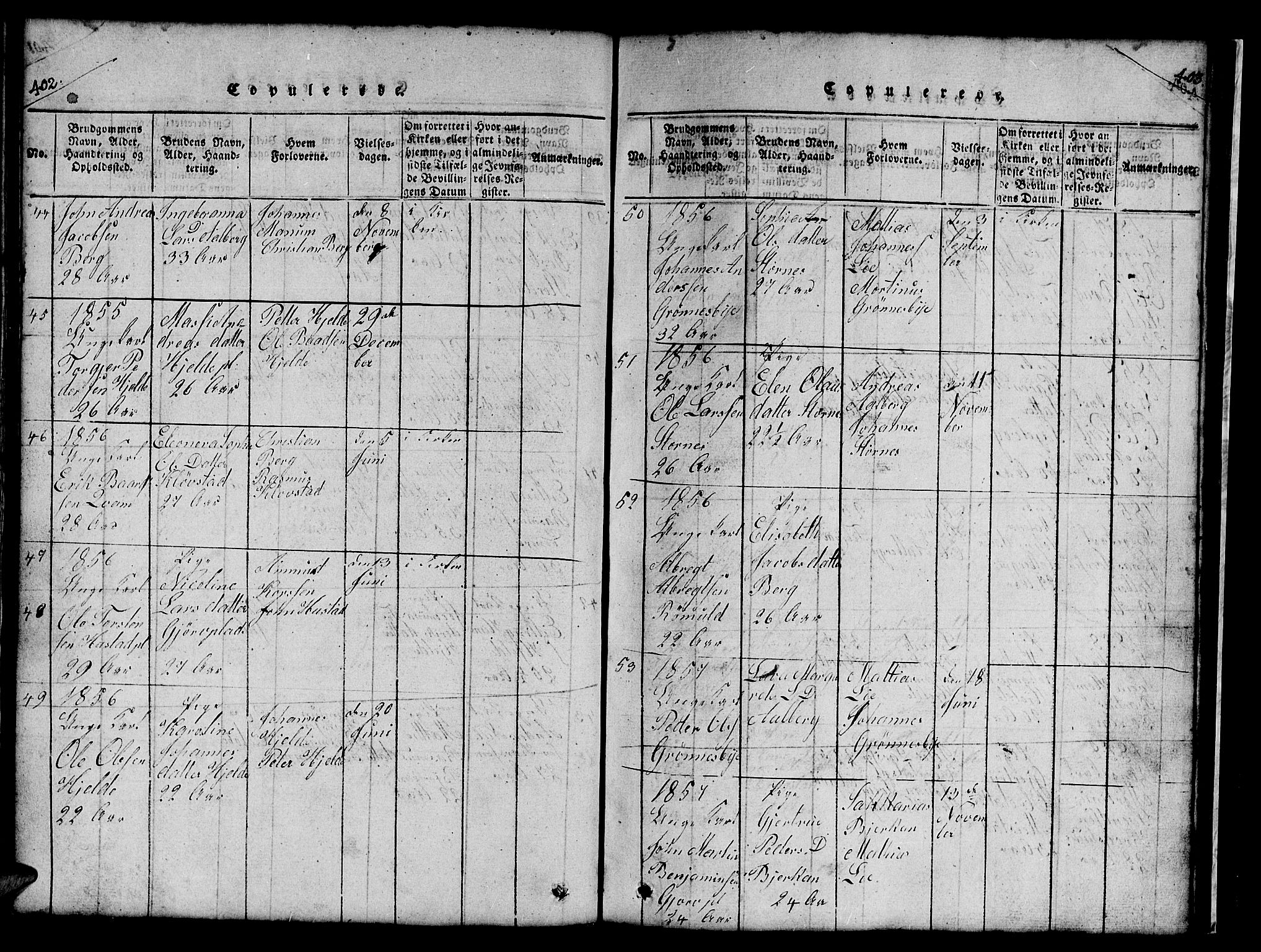 Ministerialprotokoller, klokkerbøker og fødselsregistre - Nord-Trøndelag, AV/SAT-A-1458/732/L0317: Parish register (copy) no. 732C01, 1816-1881, p. 402-403