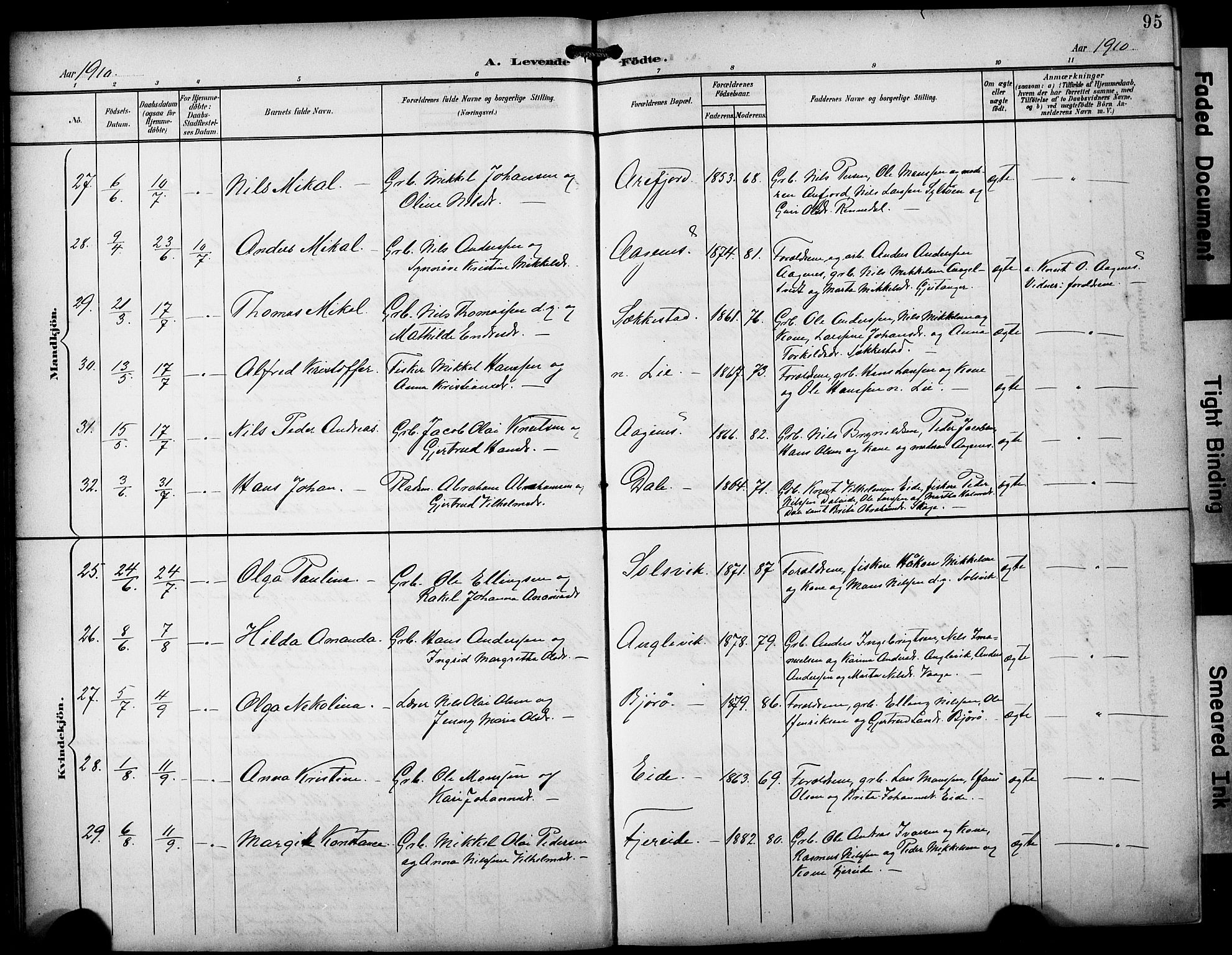 Fjell sokneprestembete, AV/SAB-A-75301/H/Hab: Parish register (copy) no. A 5, 1899-1918, p. 95