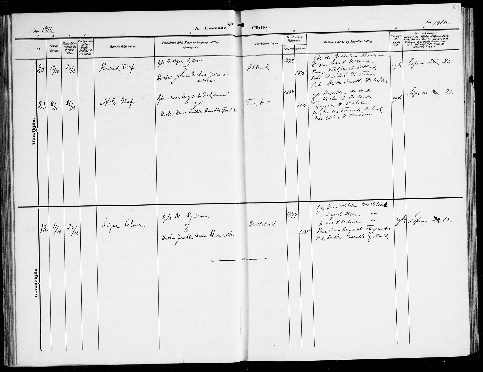 Tysnes sokneprestembete, SAB/A-78601/H/Haa: Parish register (official) no. D 2, 1905-1922, p. 59