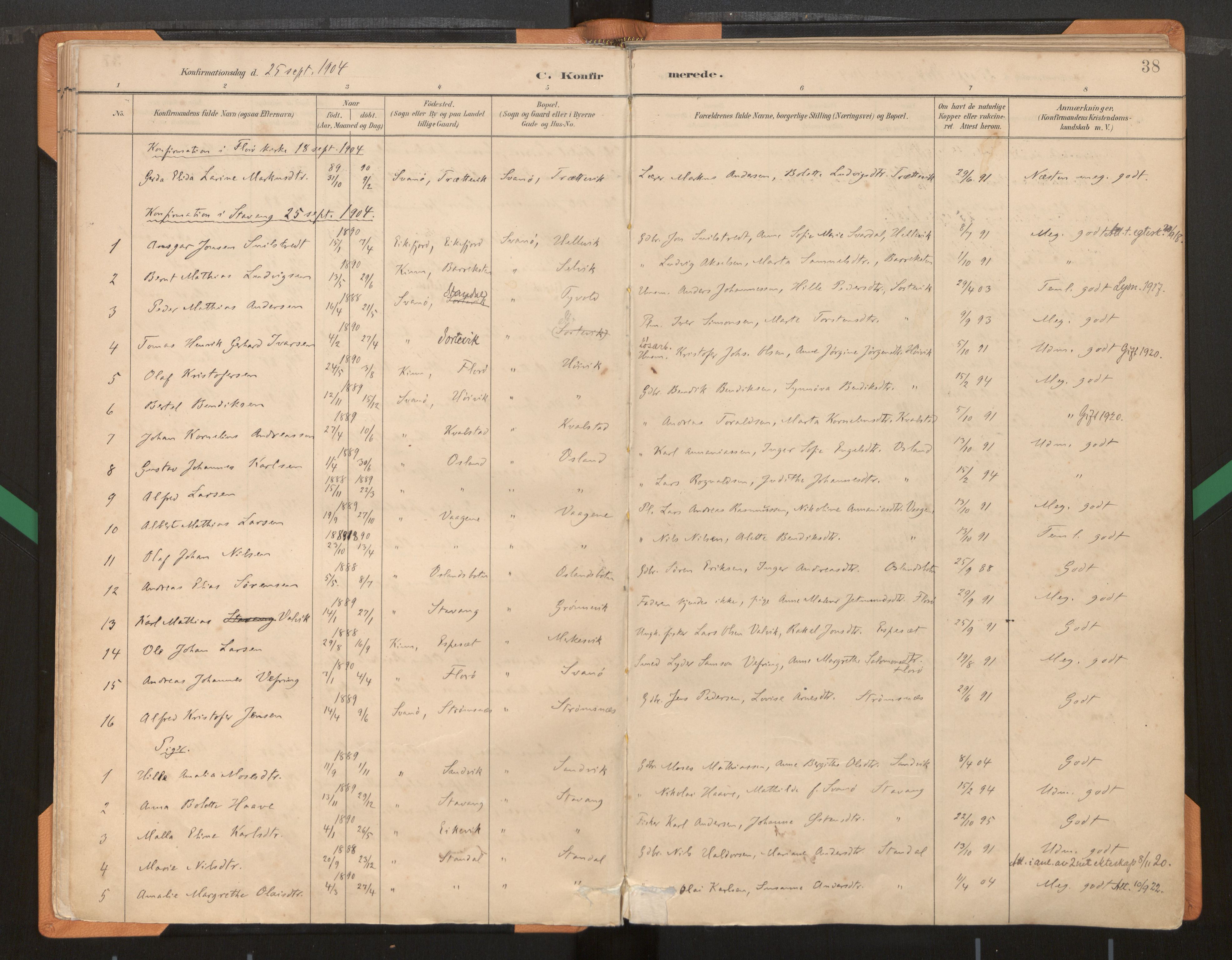 Kinn sokneprestembete, AV/SAB-A-80801/H/Haa/Haad/L0004: Parish register (official) no. D 4, 1883-1944, p. 38