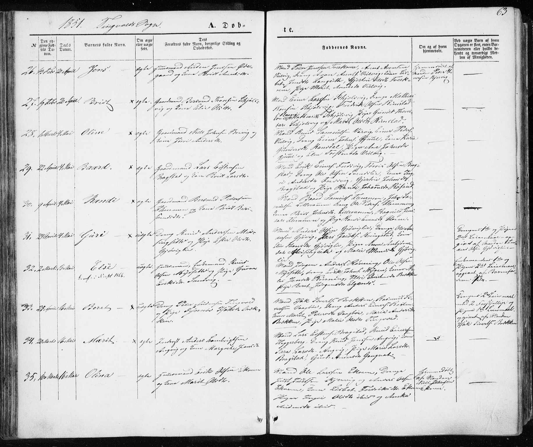 Ministerialprotokoller, klokkerbøker og fødselsregistre - Møre og Romsdal, AV/SAT-A-1454/586/L0984: Parish register (official) no. 586A10, 1844-1856, p. 63