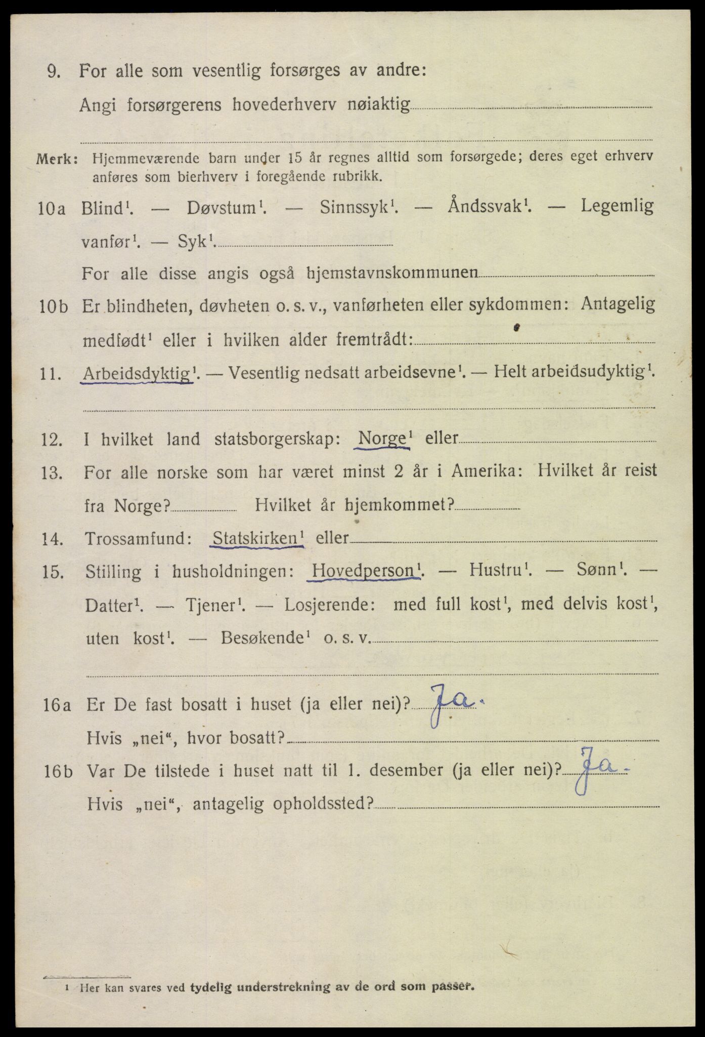 SAK, 1920 census for Bygland, 1920, p. 4126