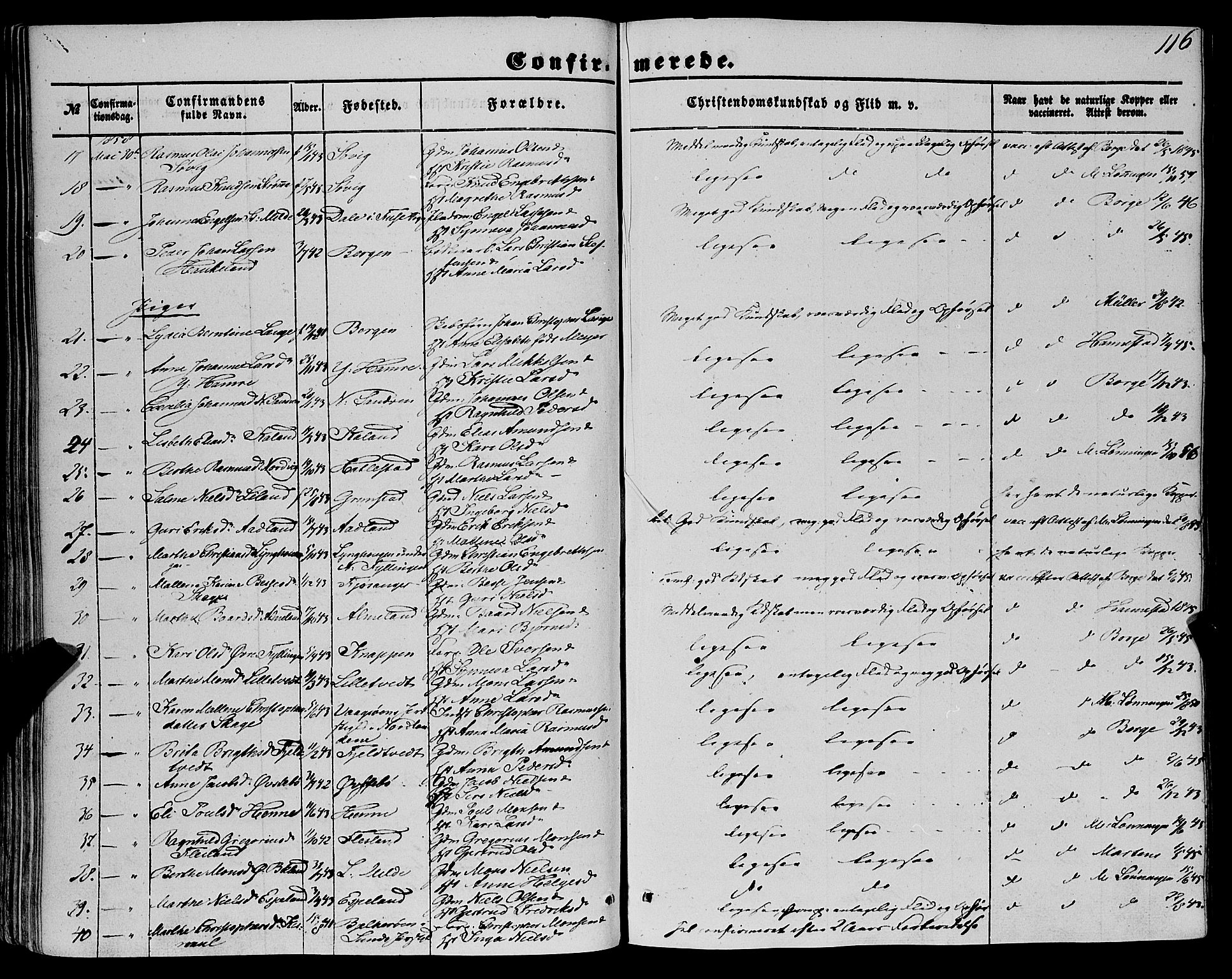 Fana Sokneprestembete, SAB/A-75101/H/Haa/Haaa/L0011: Parish register (official) no. A 11, 1851-1862, p. 116