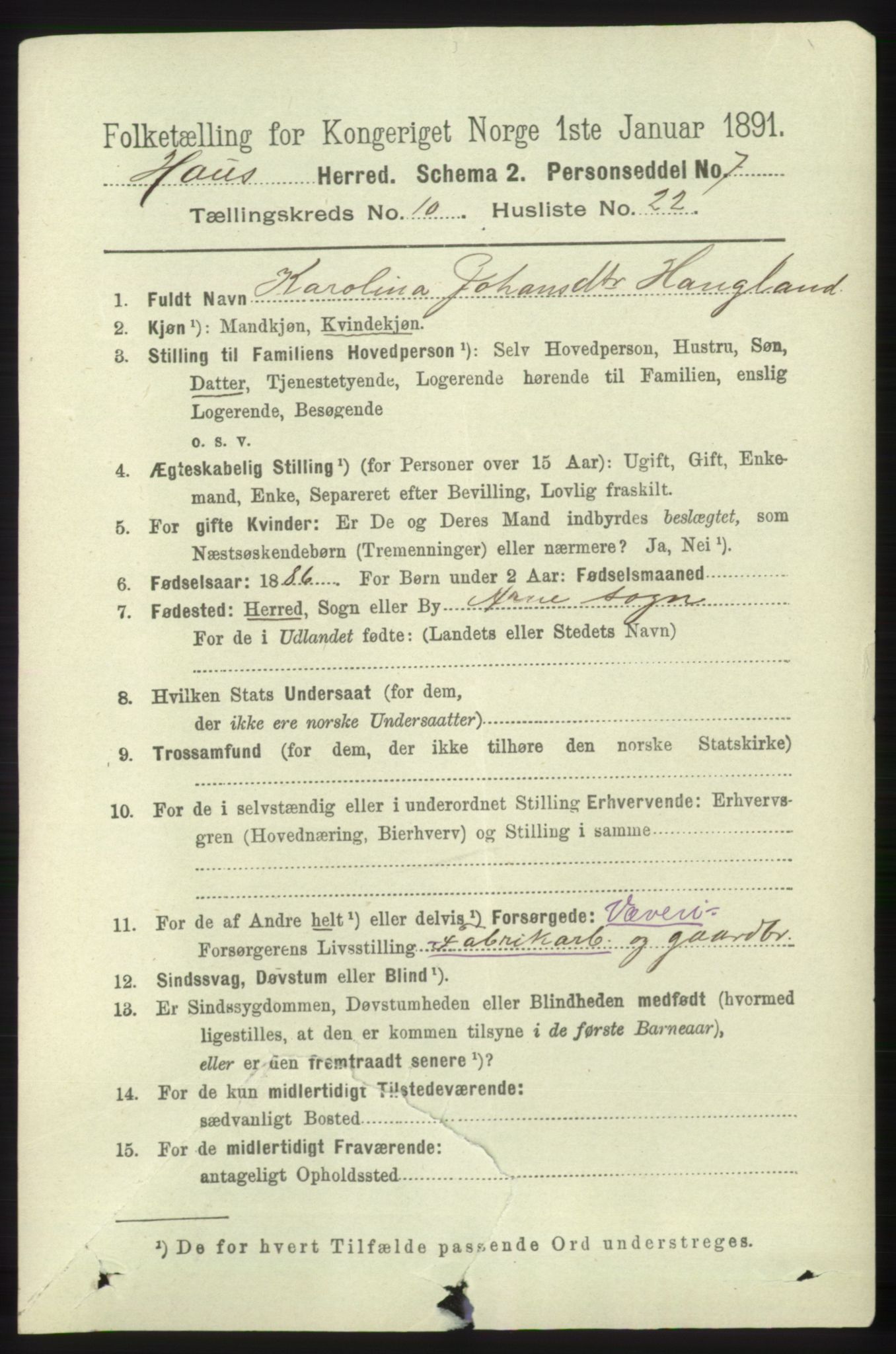 RA, 1891 census for 1250 Haus, 1891, p. 4269